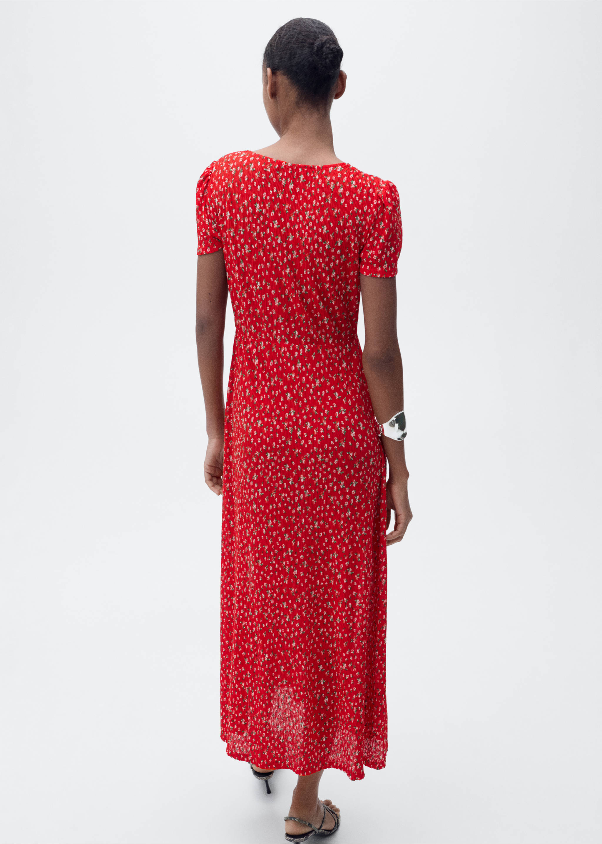 Printed midi-dress - Reverse of the article, Red. Ref: 87087165-00.