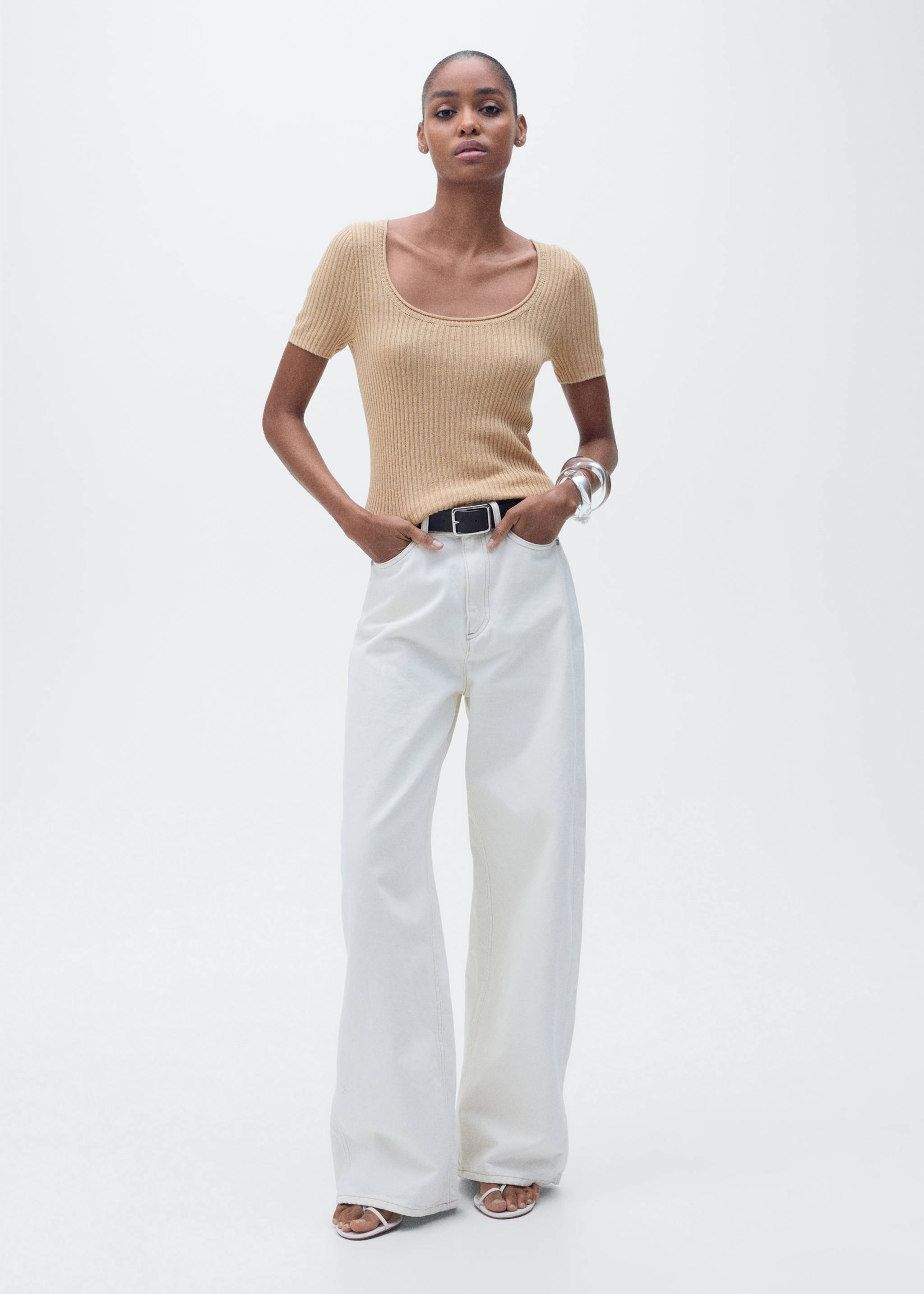 Linen-blend knitted sweater - General plane