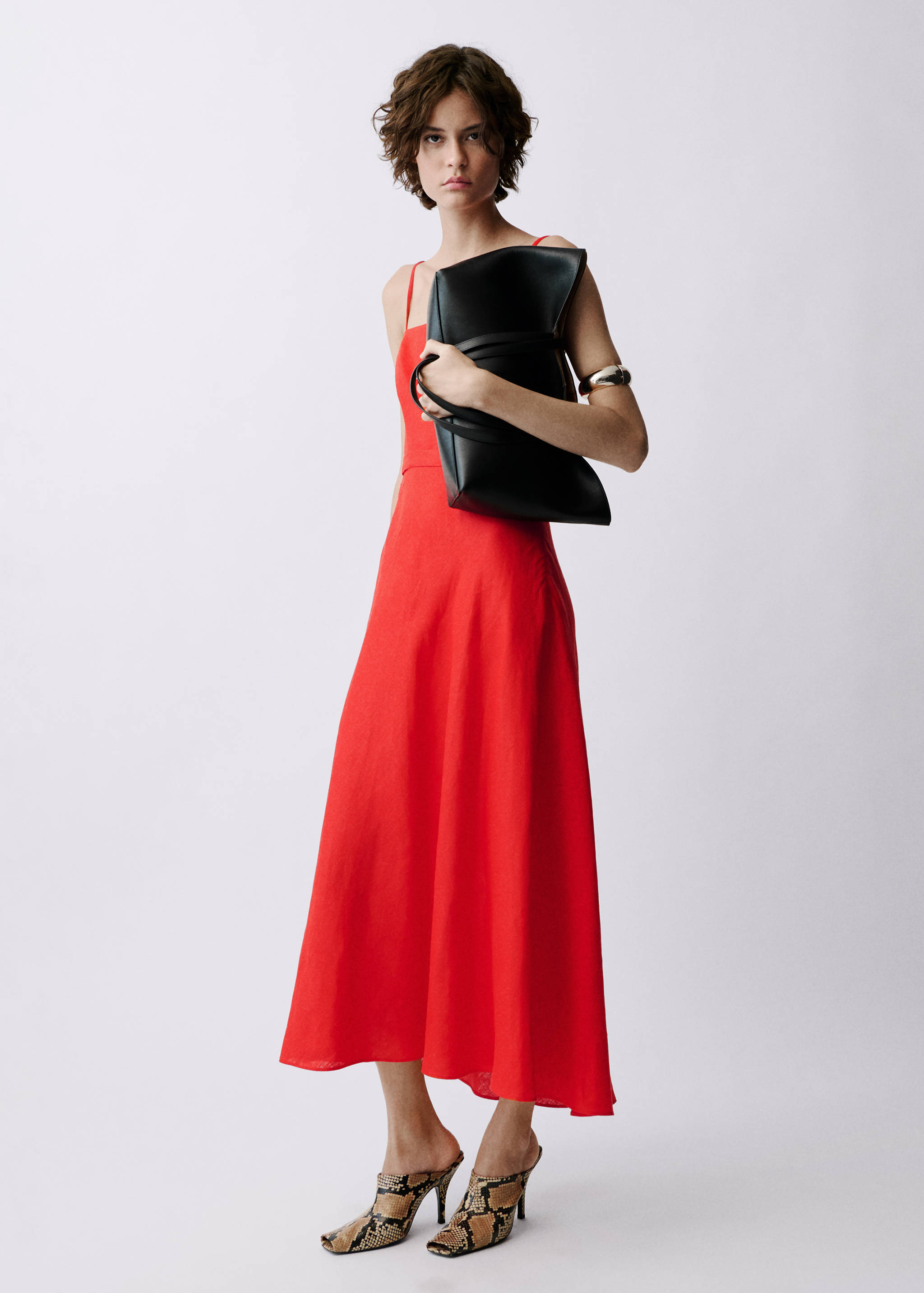 Lněné šaty s vázačkou - Celkový náhled