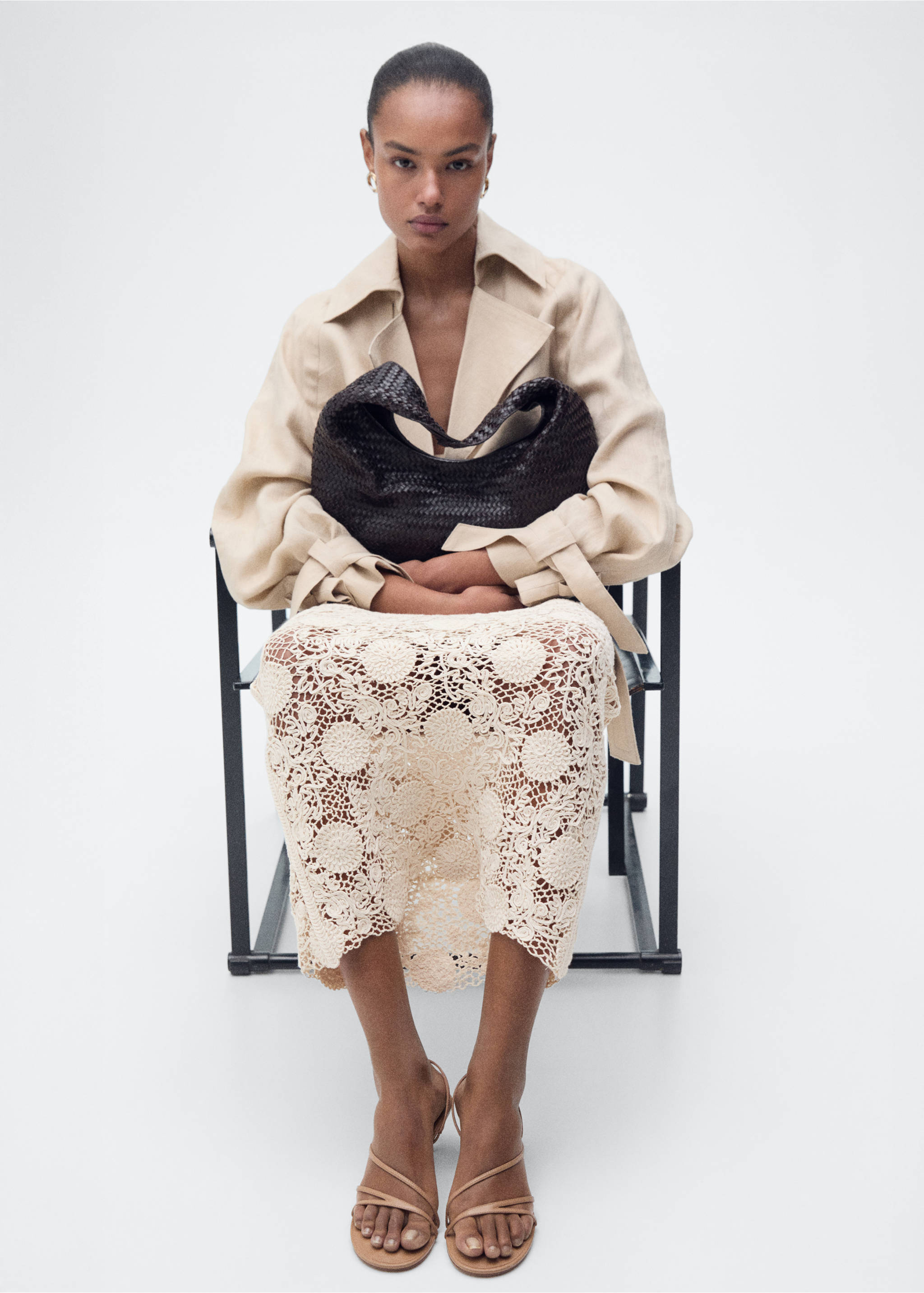 Falda larga crochet flores - Detalle del artículo 6, Crudo. Ref: 87087172-00.