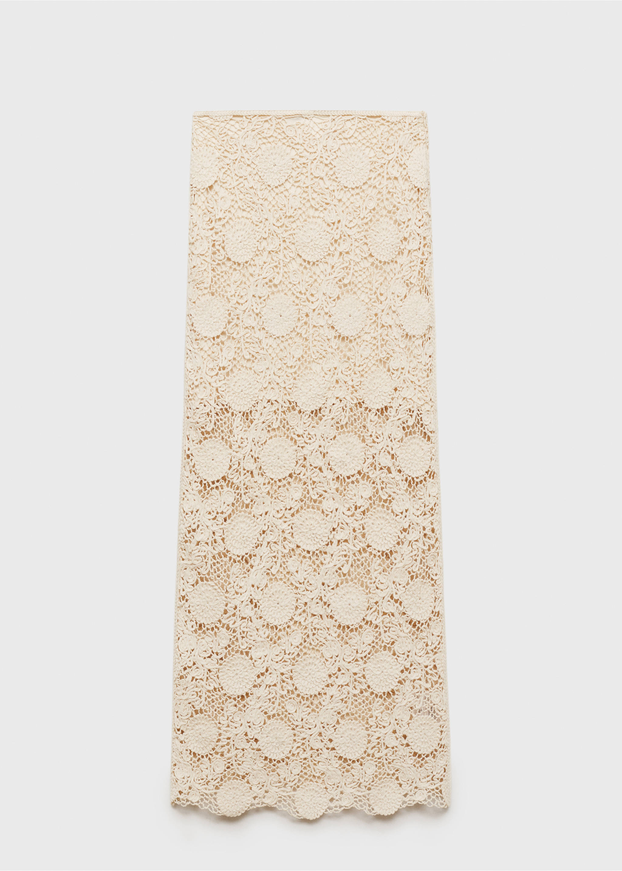 Long crochet floral skirt - Article without model, Ecru. Ref: 87087172-00.