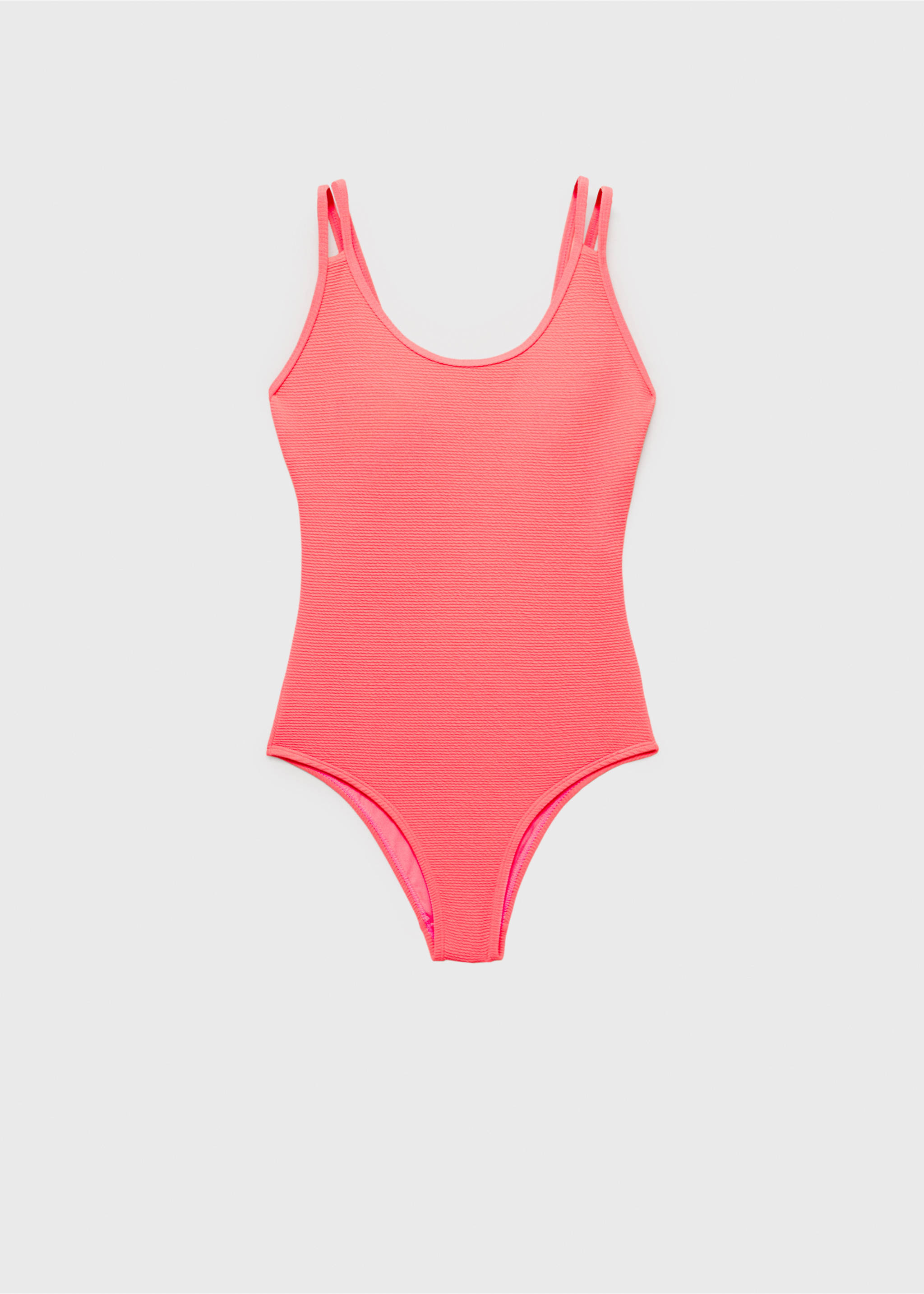 Texturierter Badeanzug - Artikel ohne Model, Korallrot. Ref: 87087174-00.