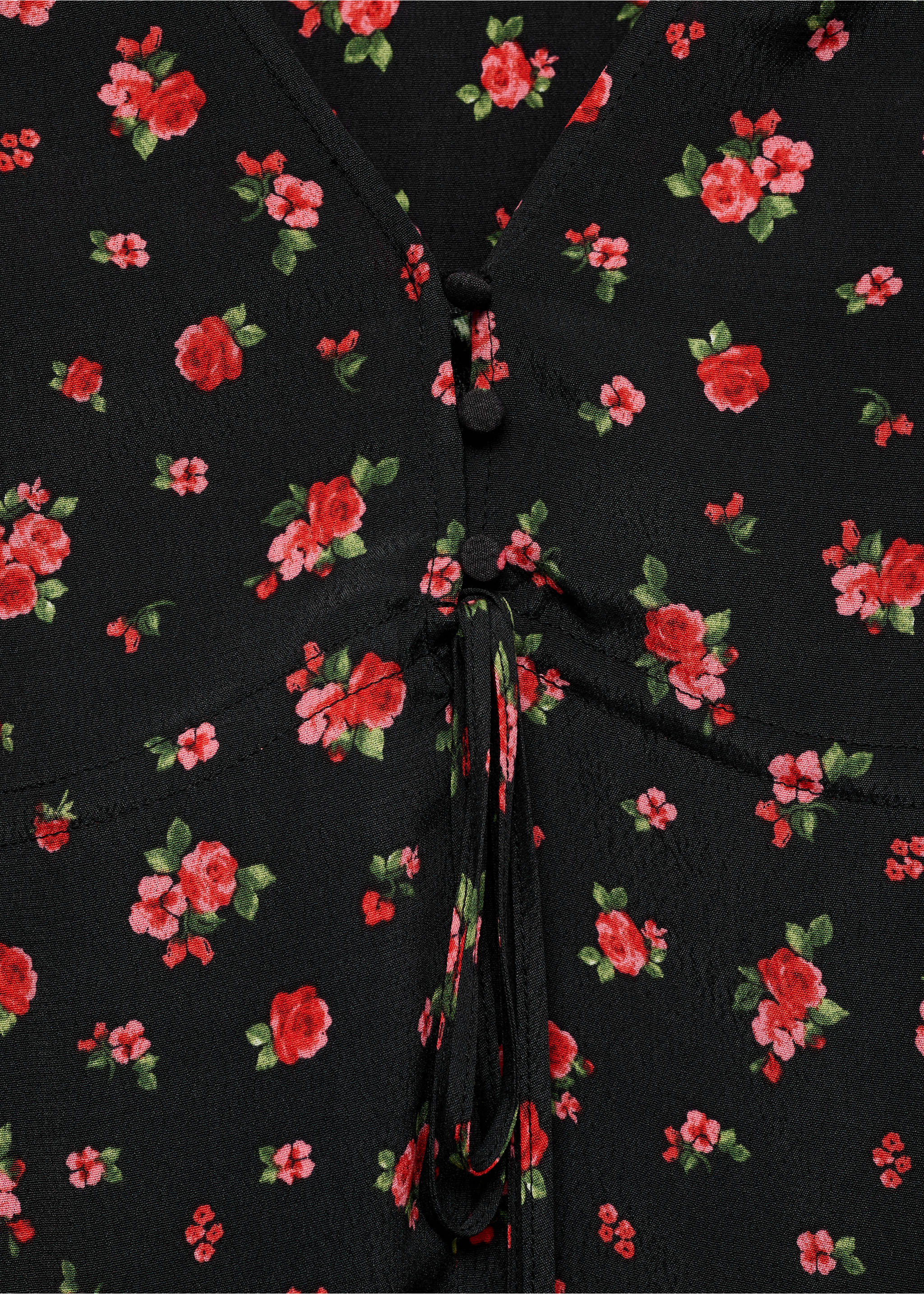 Blouse à fleurs volantée - Détail de l'article 8, Noir. Ref: 87087175-00.