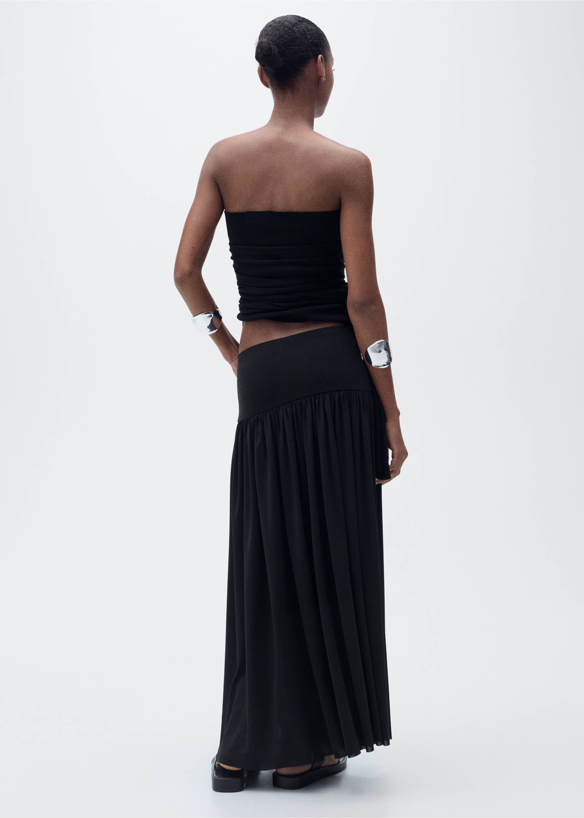 Long gathered skirt - Reverse of the article, Black. Ref: 87087179-00.