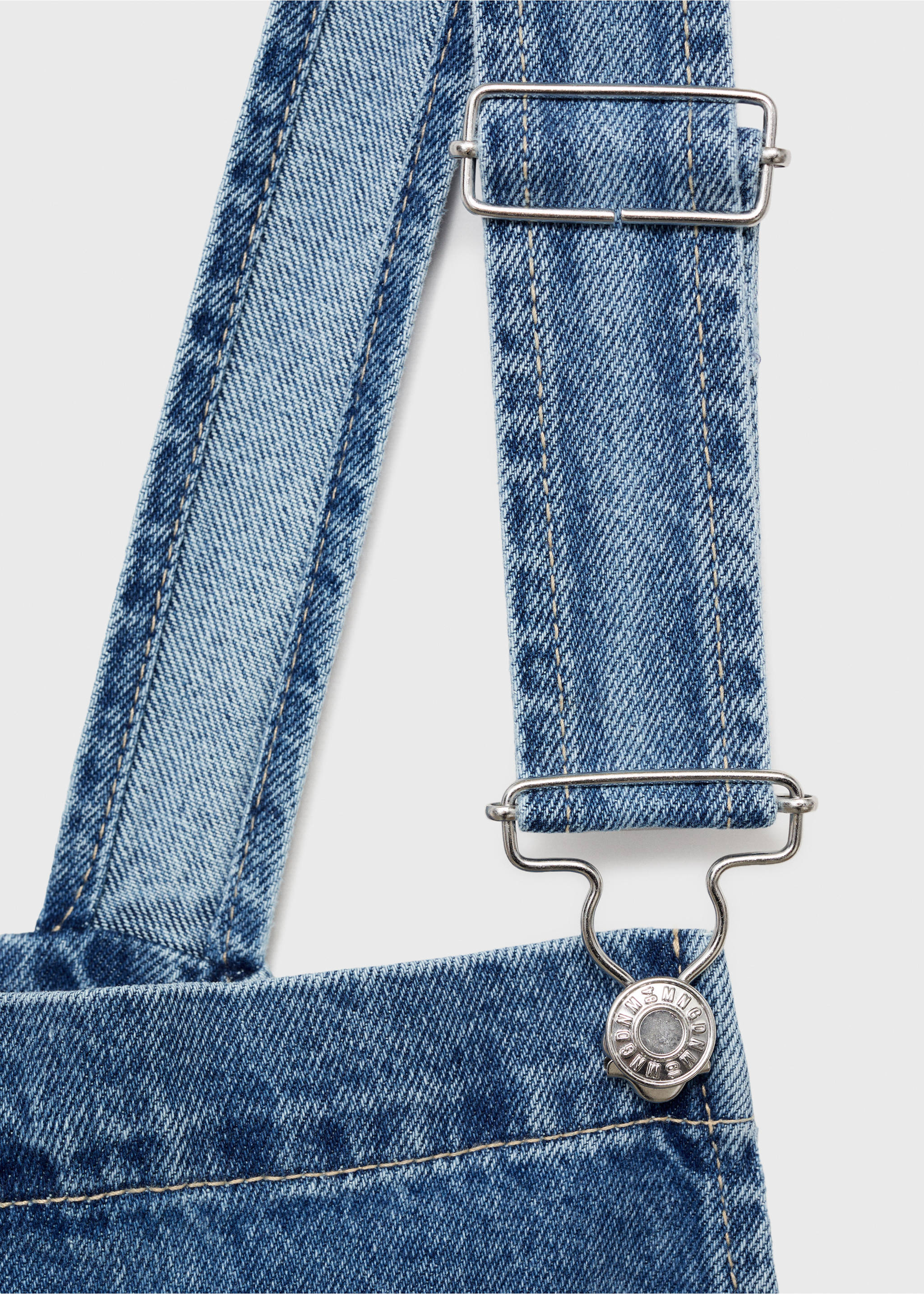 Straight denim dungarees - Details of the article 8, Medium Blue. Ref: 87087180-00.