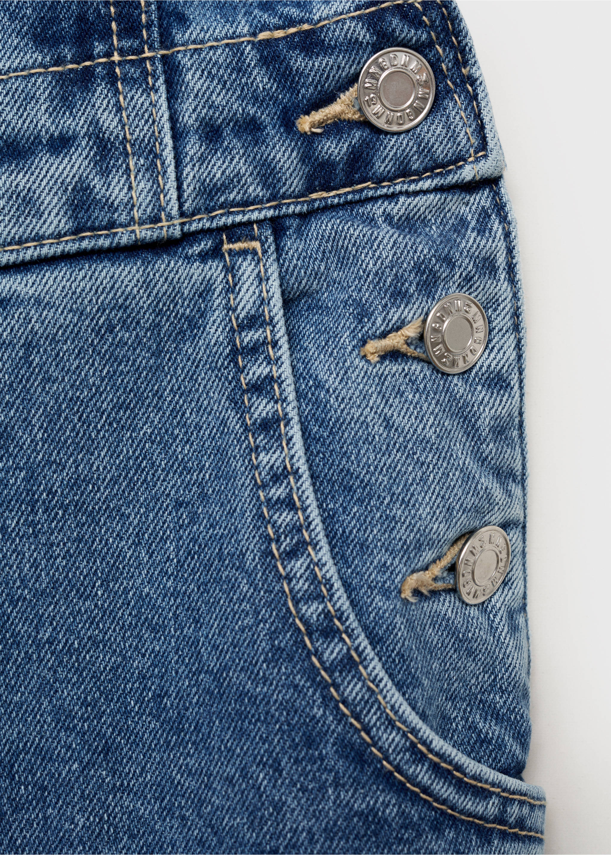 Straight denim dungarees - Details of the article 0, Medium Blue. Ref: 87087180-00.