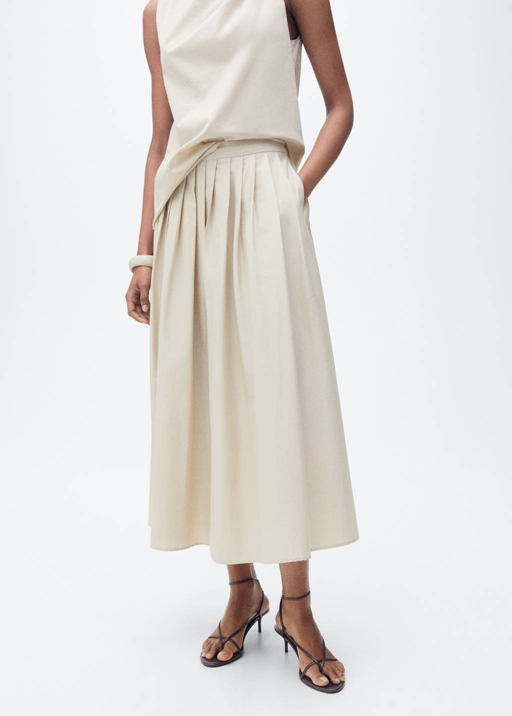 Flared skirt with pleated detail - Women | MANGO OUTLET USA