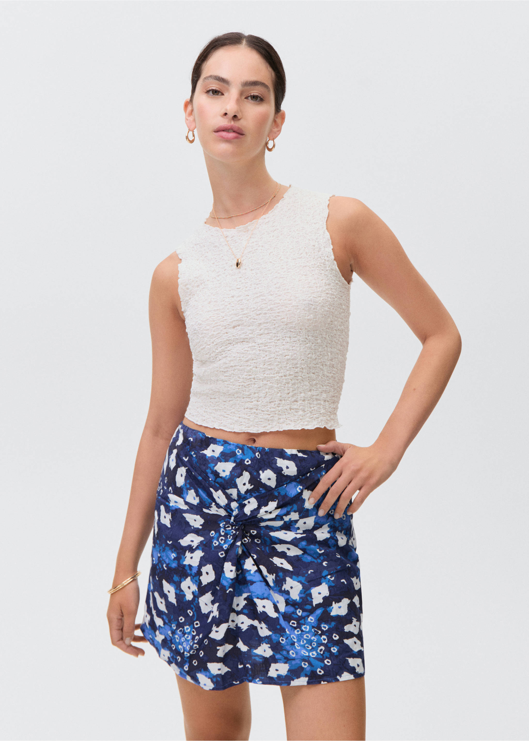Printed sarong skirt - Medium plane, Navy. Ref: 87087185-00.