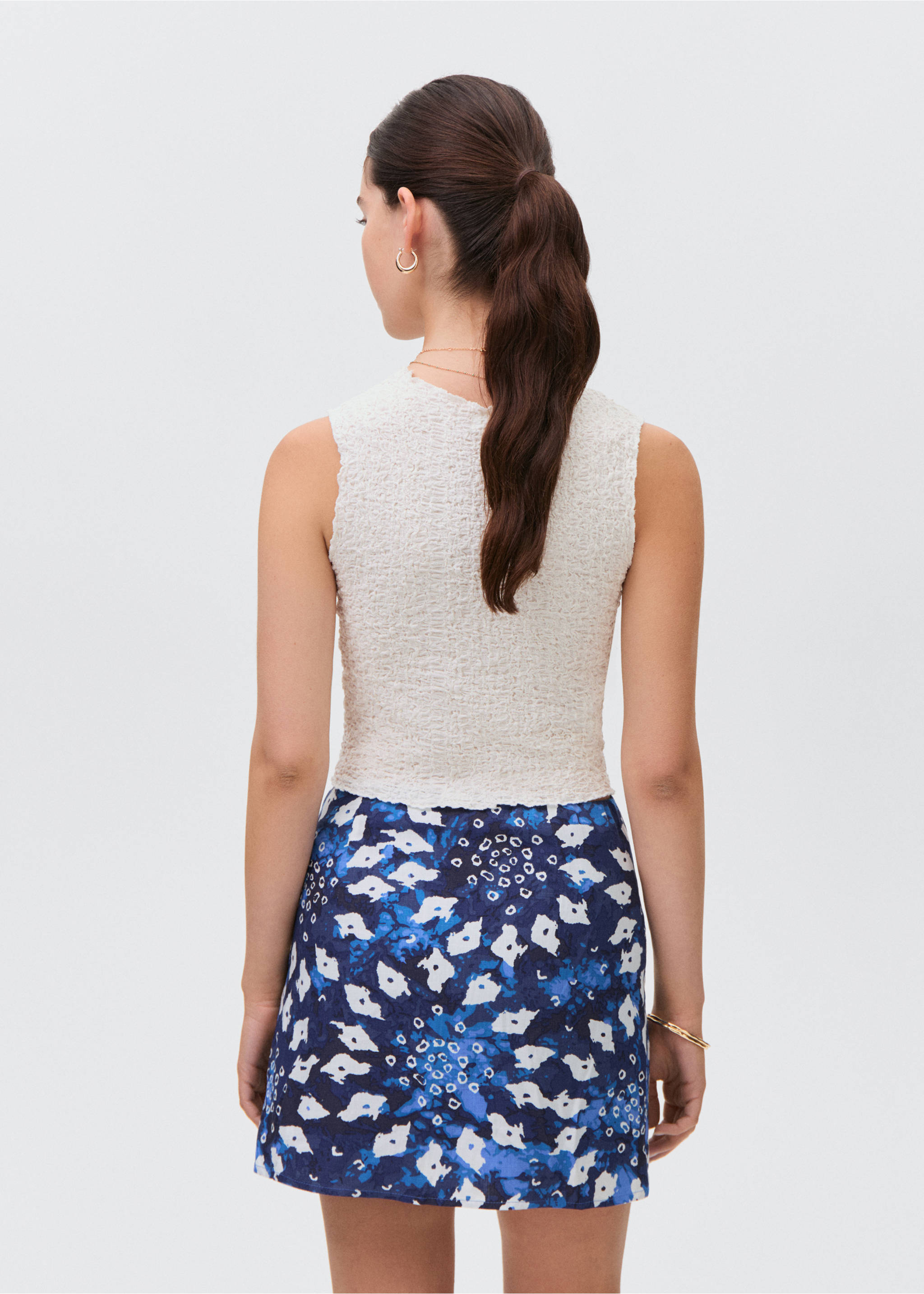Printed sarong skirt - Reverse of the article, Navy. Ref: 87087185-00.