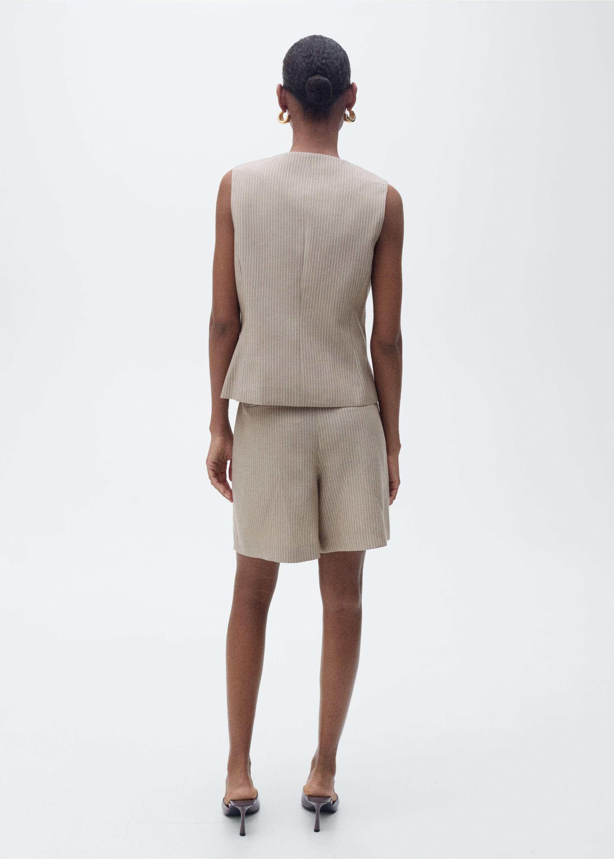 Striped suit bermuda shorts - Reverse of the article, Medium Brown. Ref: 87087186-00.