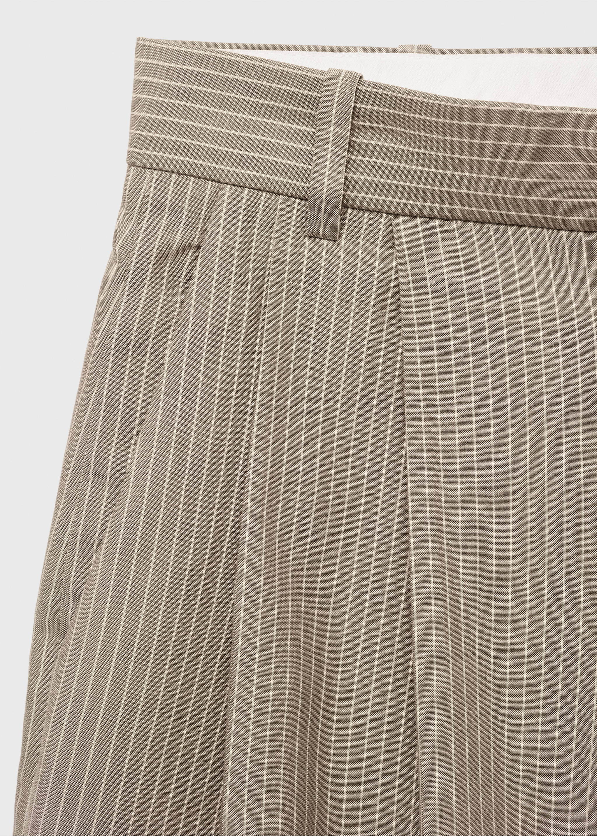 Striped suit bermuda shorts - Details of the article 8, Medium Brown. Ref: 87087186-00.