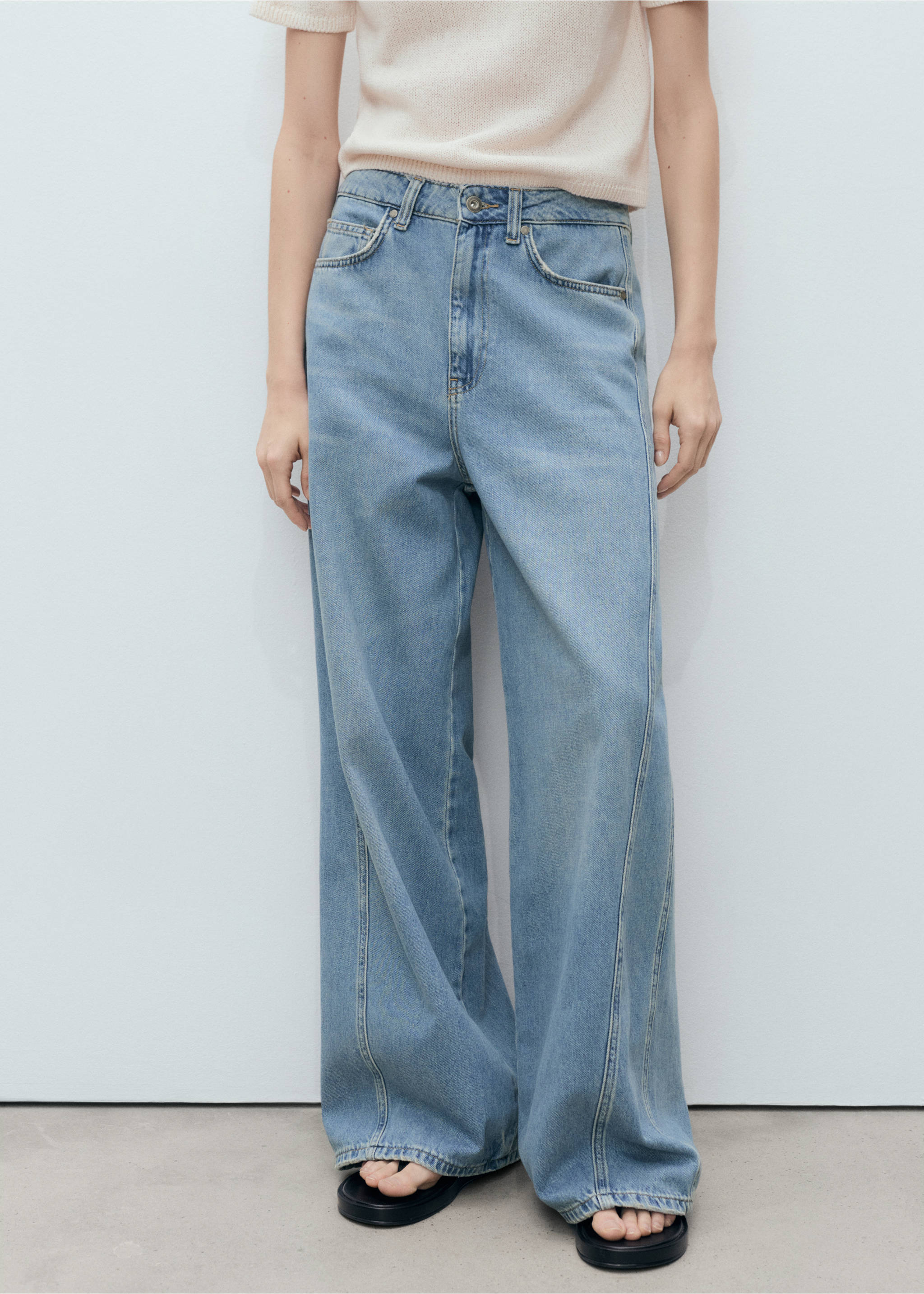 Wide leg mid-rise jeans - Medium plane, Medium Blue. Ref: 87087189-00.