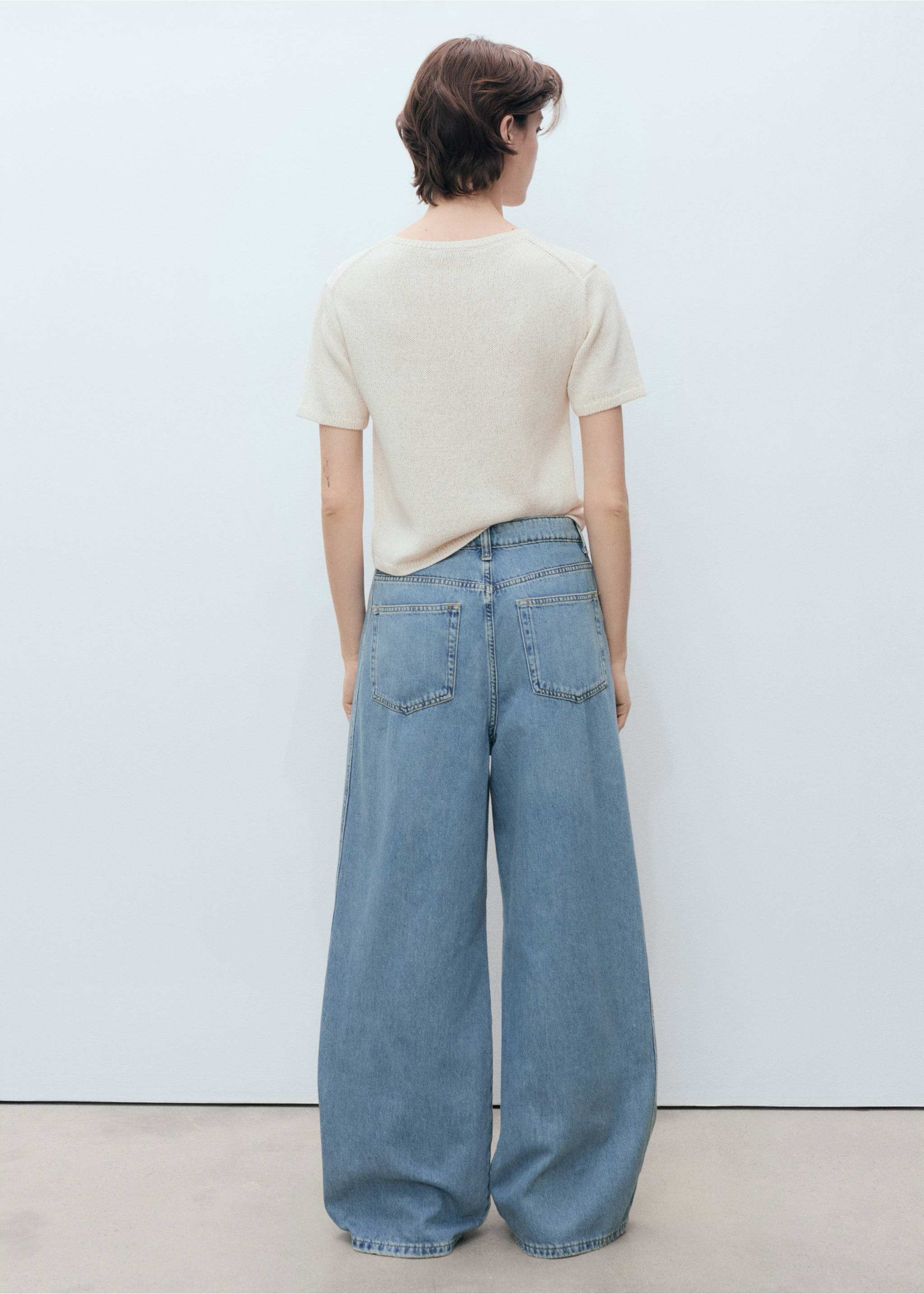 Wide leg mid-rise jeans - Reverse of the article, Medium Blue. Ref: 87087189-00.