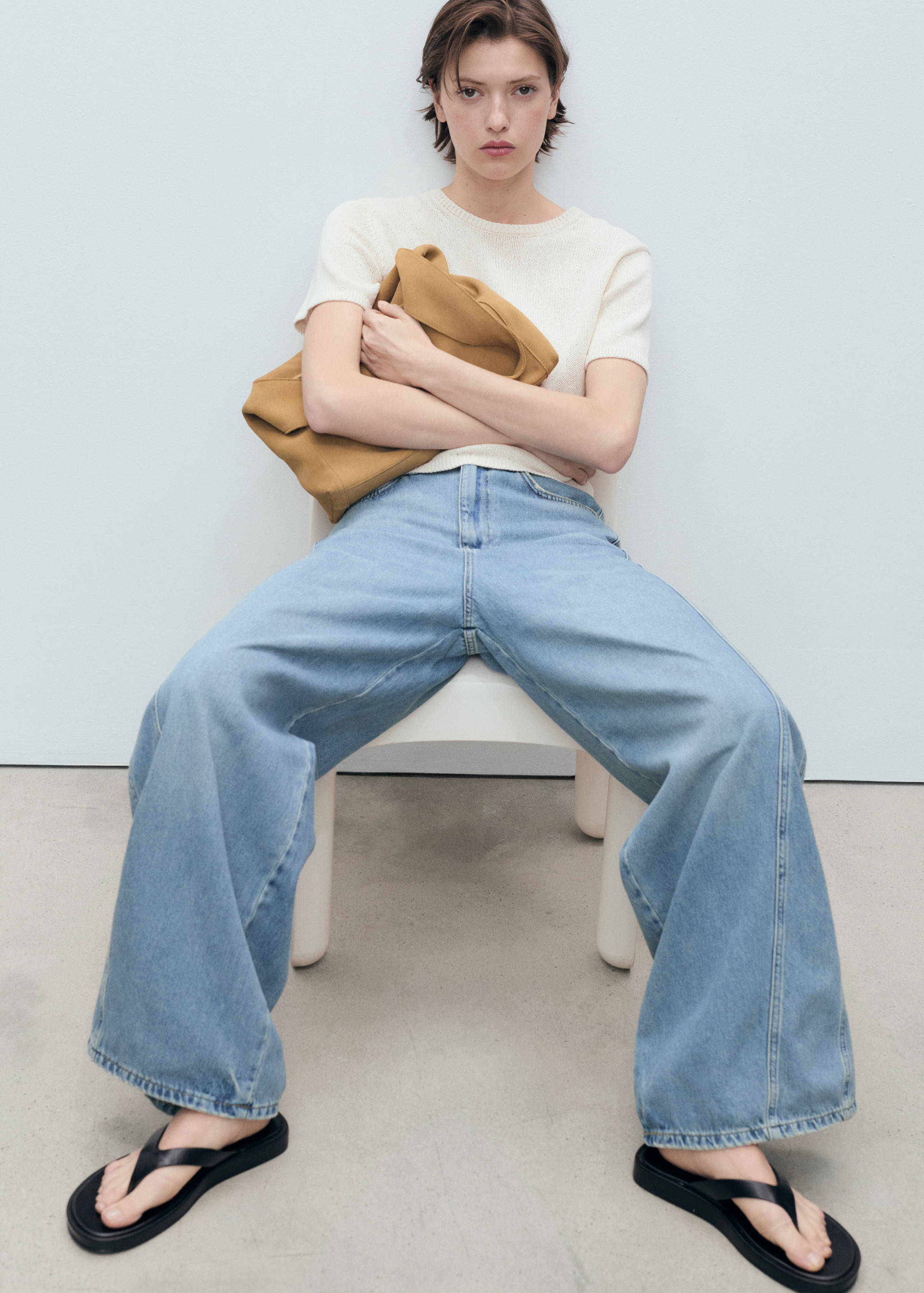 Calças de ganga wideleg com cintura de altura média - Pormenor do artigo 2