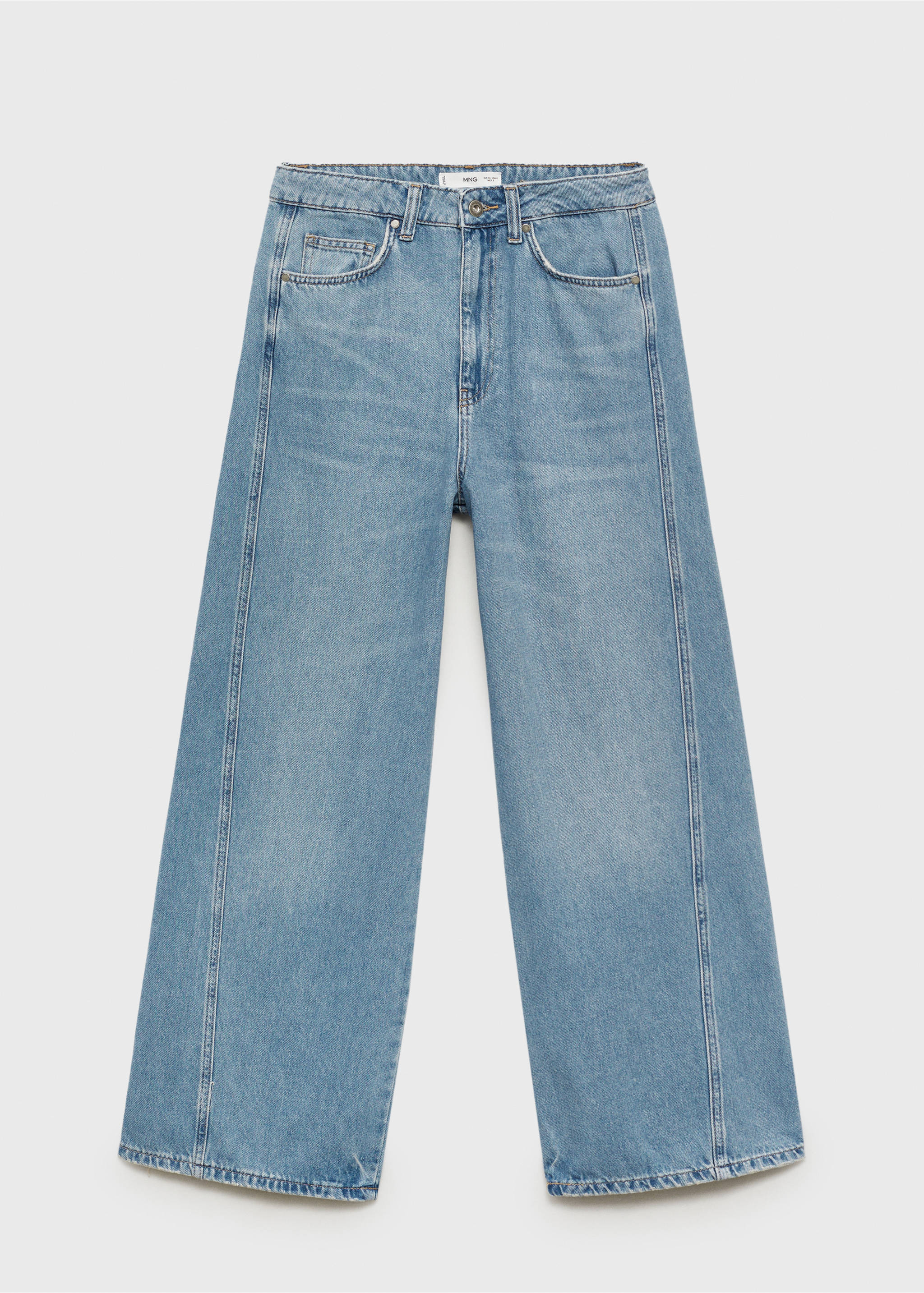 Wide leg mid-rise jeans - Article without model, Medium Blue. Ref: 87087189-00.