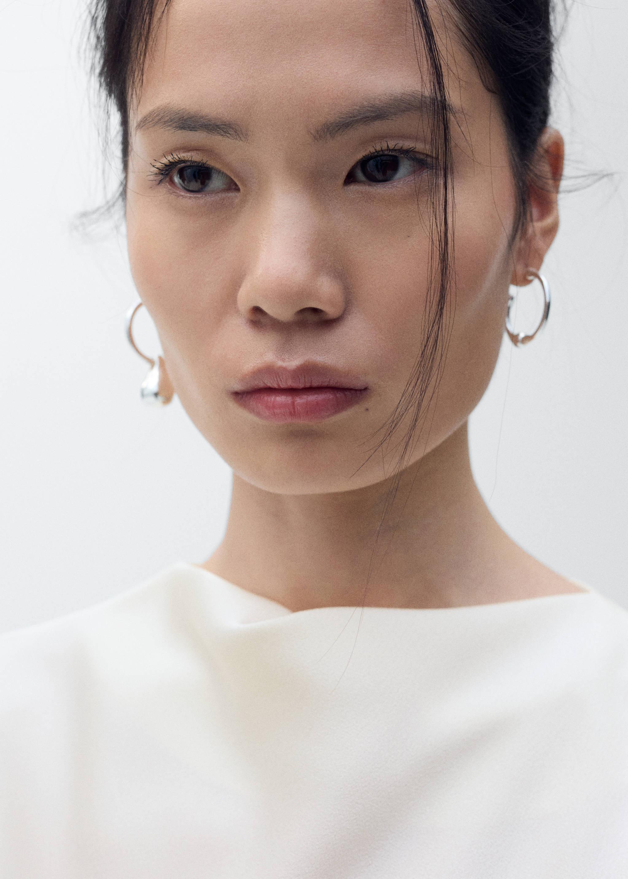 Satin blouse with draped neck - Details of the article 1