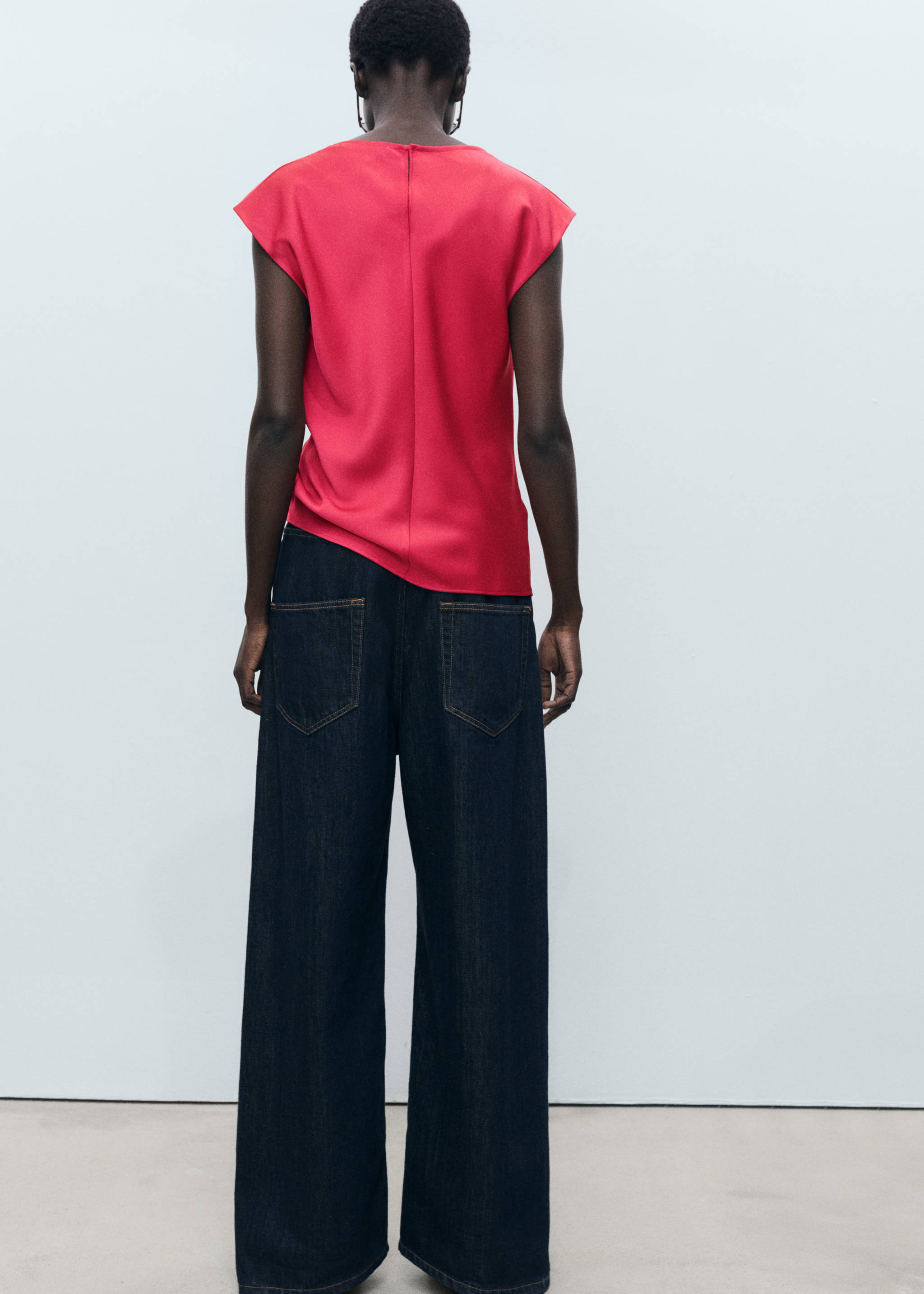 Satin blouse with draped neck - Reverse of the article