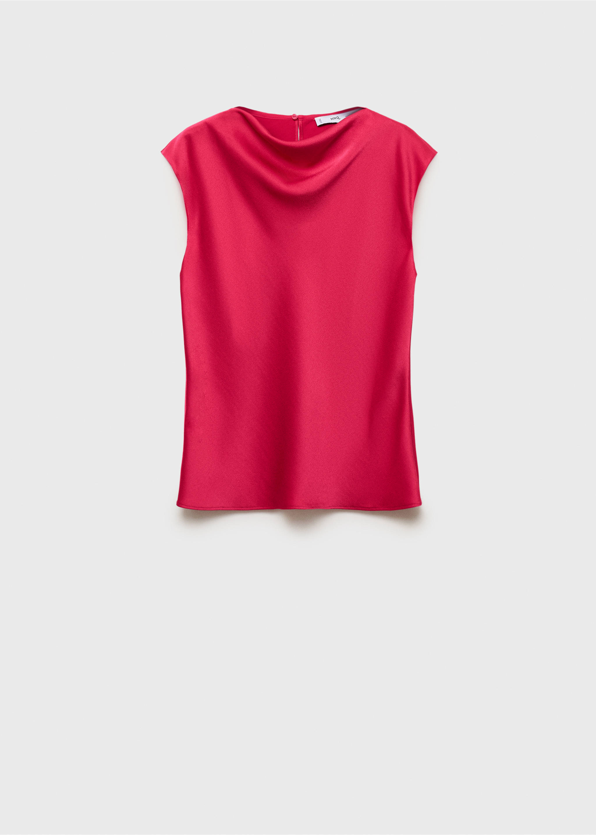 Satin blouse with draped neck - Article without model, Strawberry. Ref: 87087191-00.