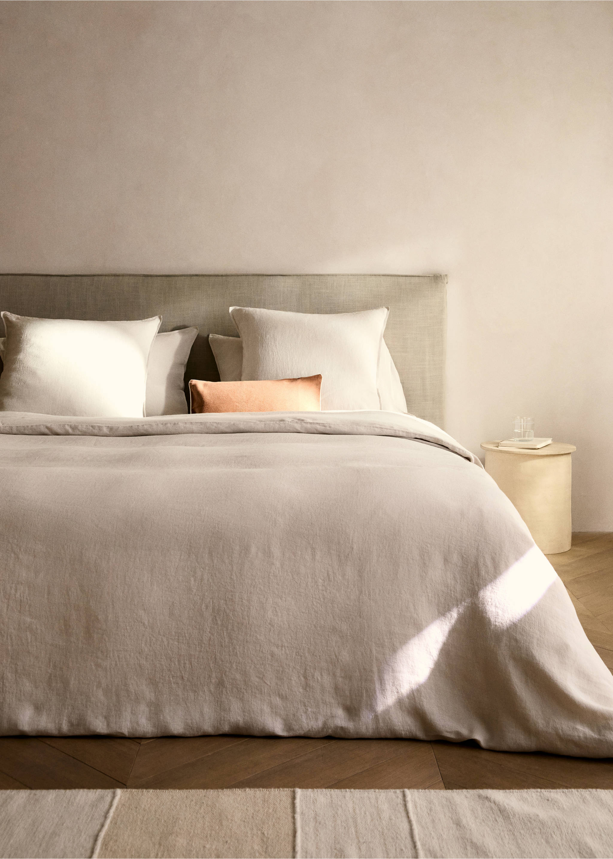 Washed linen duvet cover for 90 cm bed - General plane, Beige. Ref: 87087194-00.