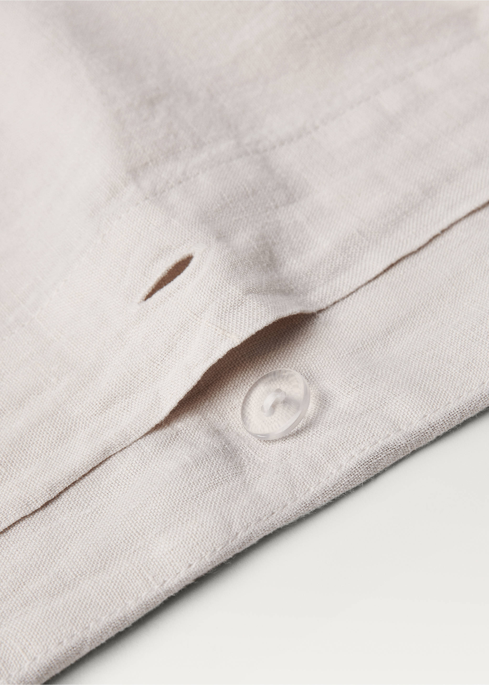 Washed linen duvet cover for 90 cm bed - Details of the article 1, Beige. Ref: 87087194-00.
