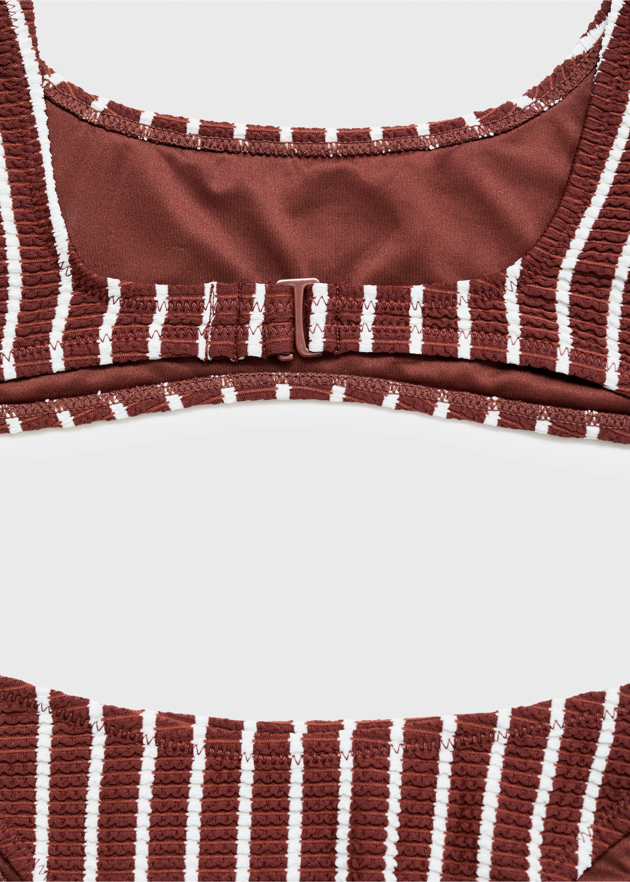 Rebrasti prugasti gornji dio bikinija - Detalji artikla 8, Čokoladna. Ref: 87087673-00.