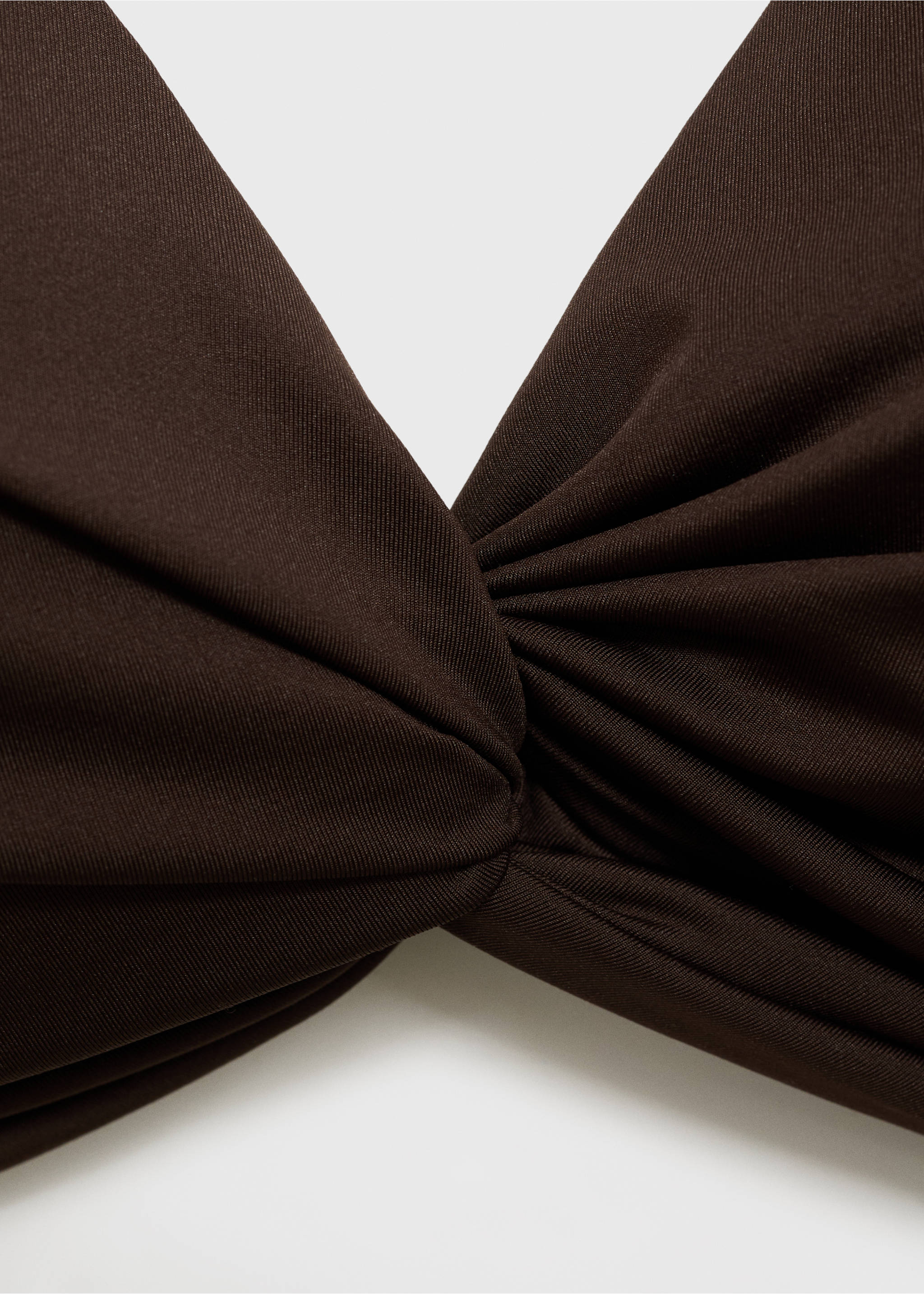 Draped bikini top - Details of the article 8, Chocolate. Ref: 87087675-00.