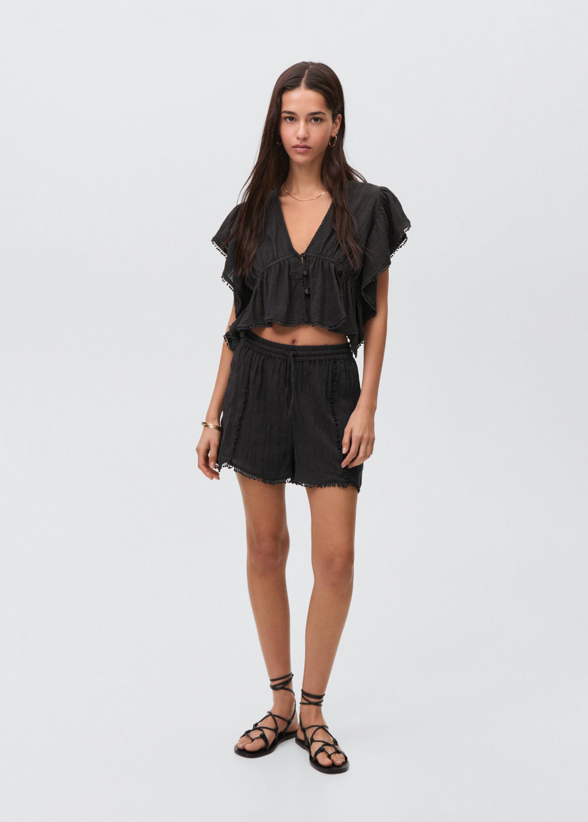 Crop-Bluse mit Rüschen - Allgemeine Ansicht