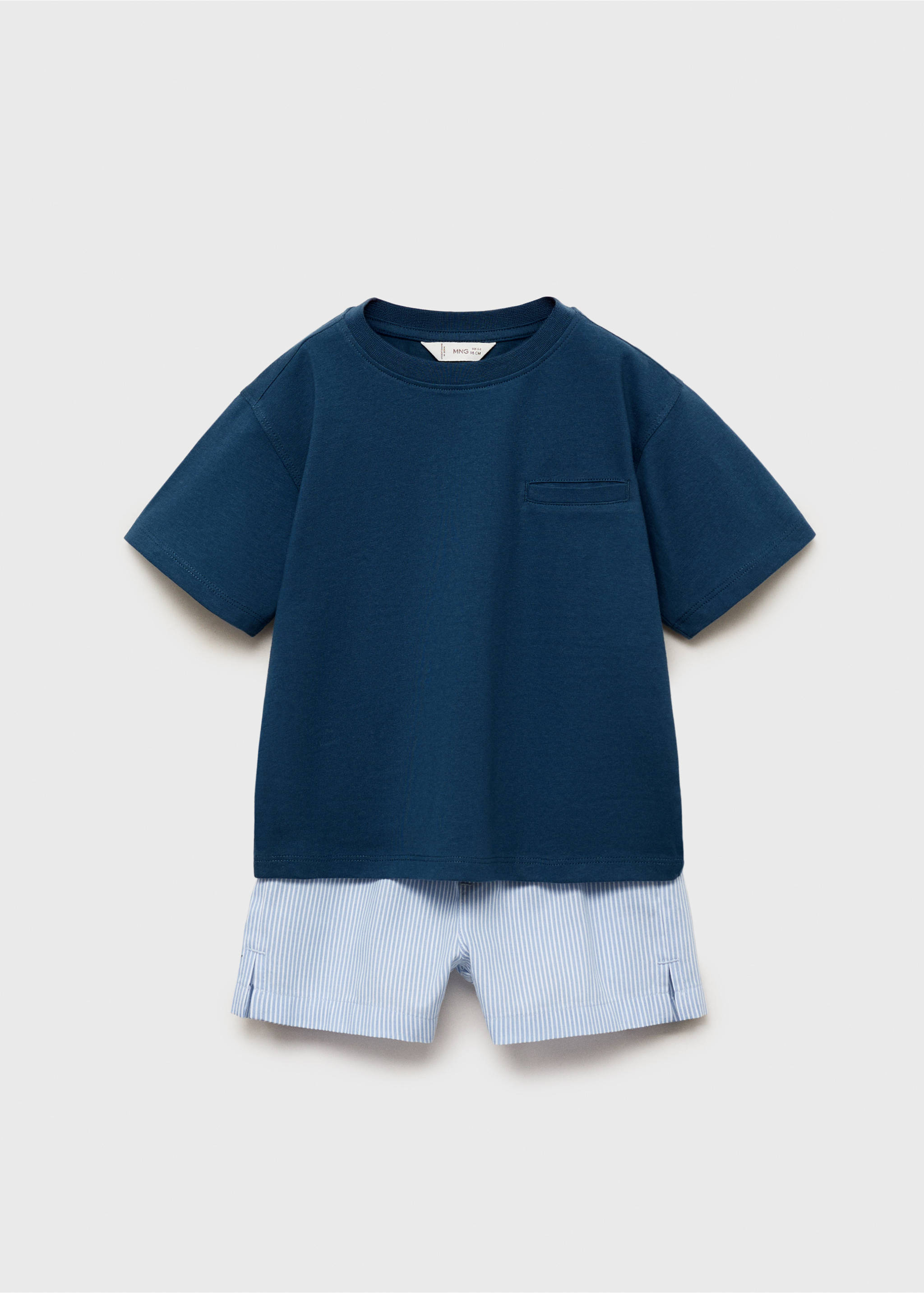 Striped short pyjamas - Article without model, Petrol Blue. Ref: 87087689-00.