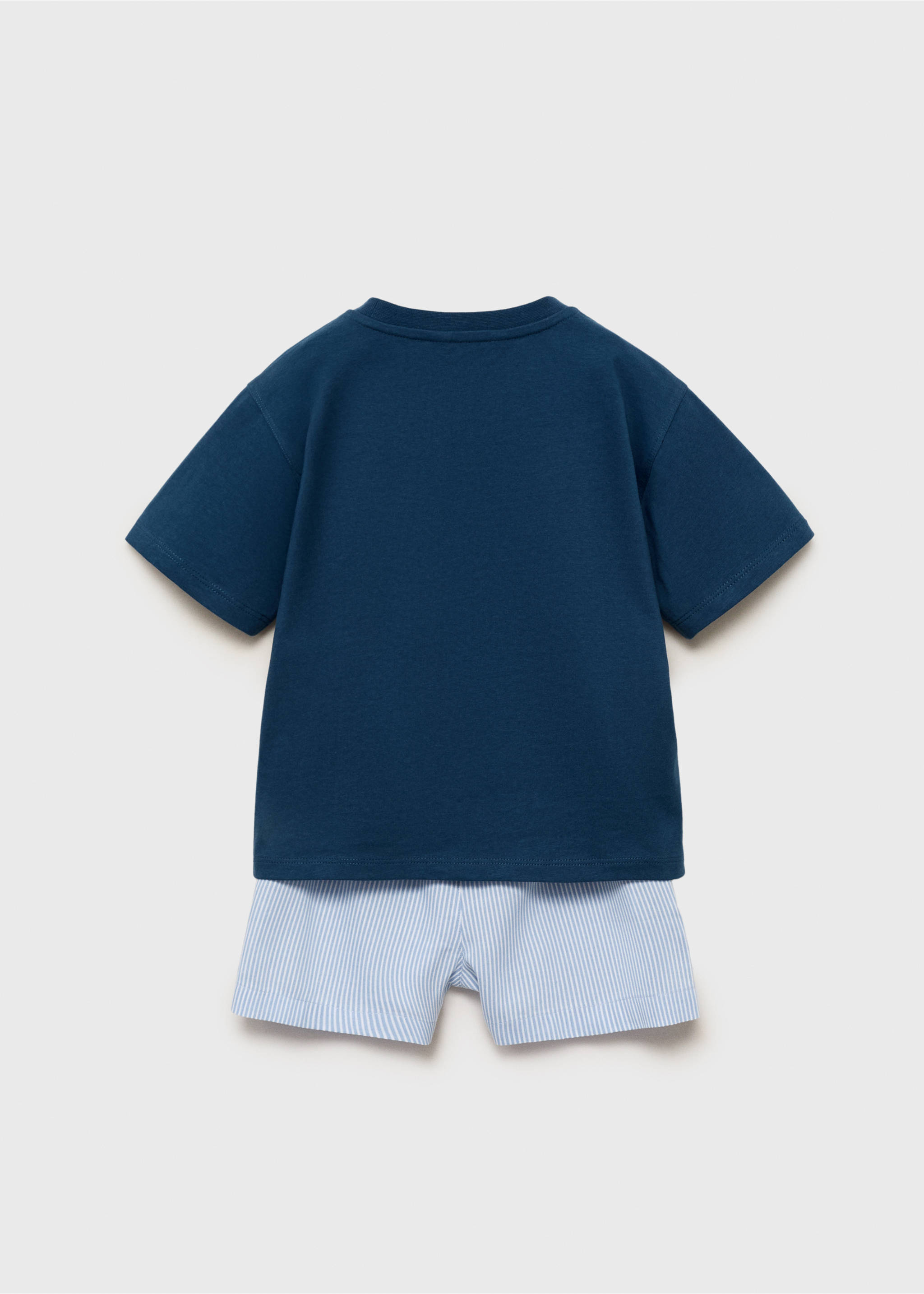 Striped short pyjamas - Reverse of the article, Petrol Blue. Ref: 87087689-00.