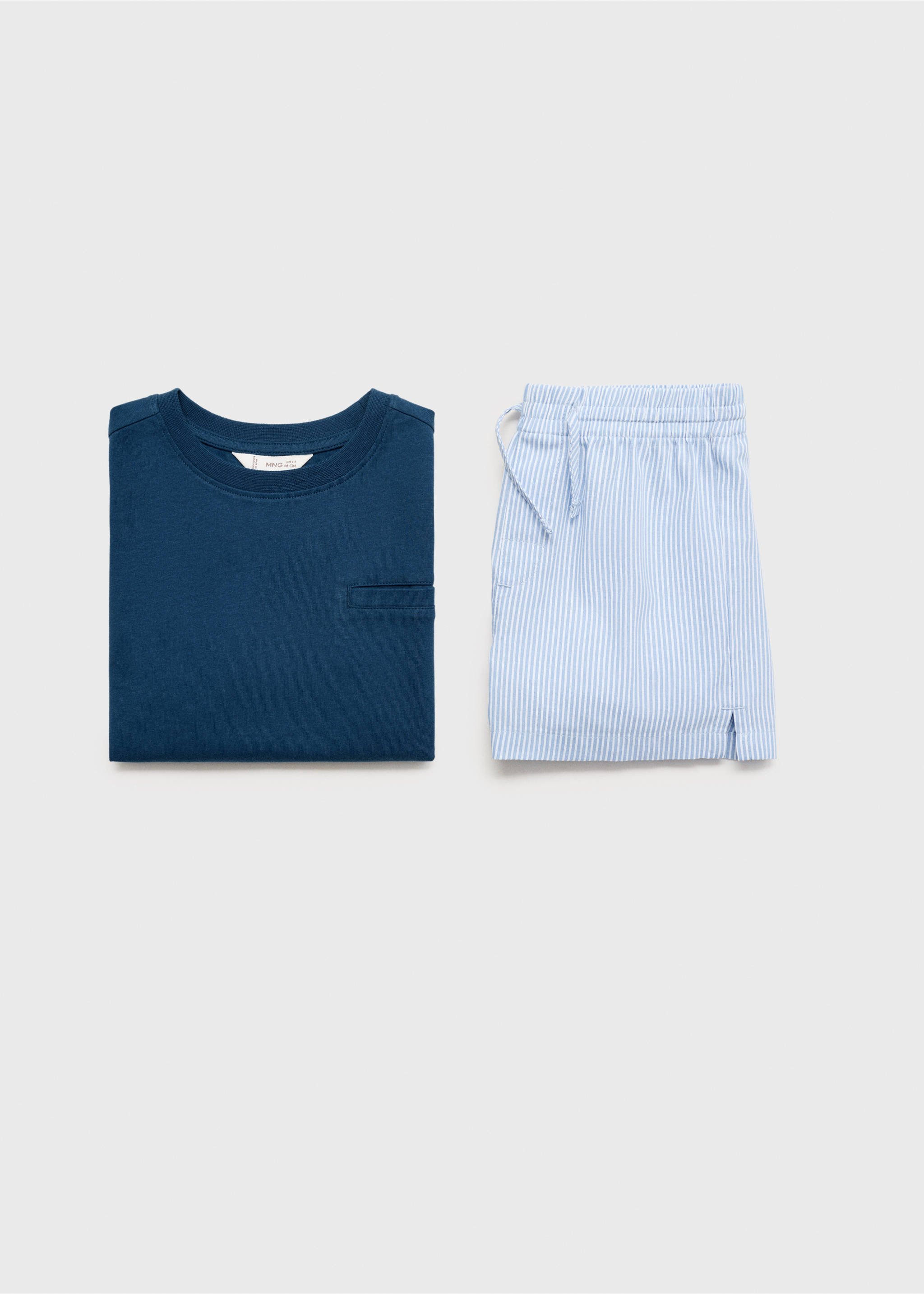 Striped short pyjamas - Details of the article 0, Petrol Blue. Ref: 87087689-00.