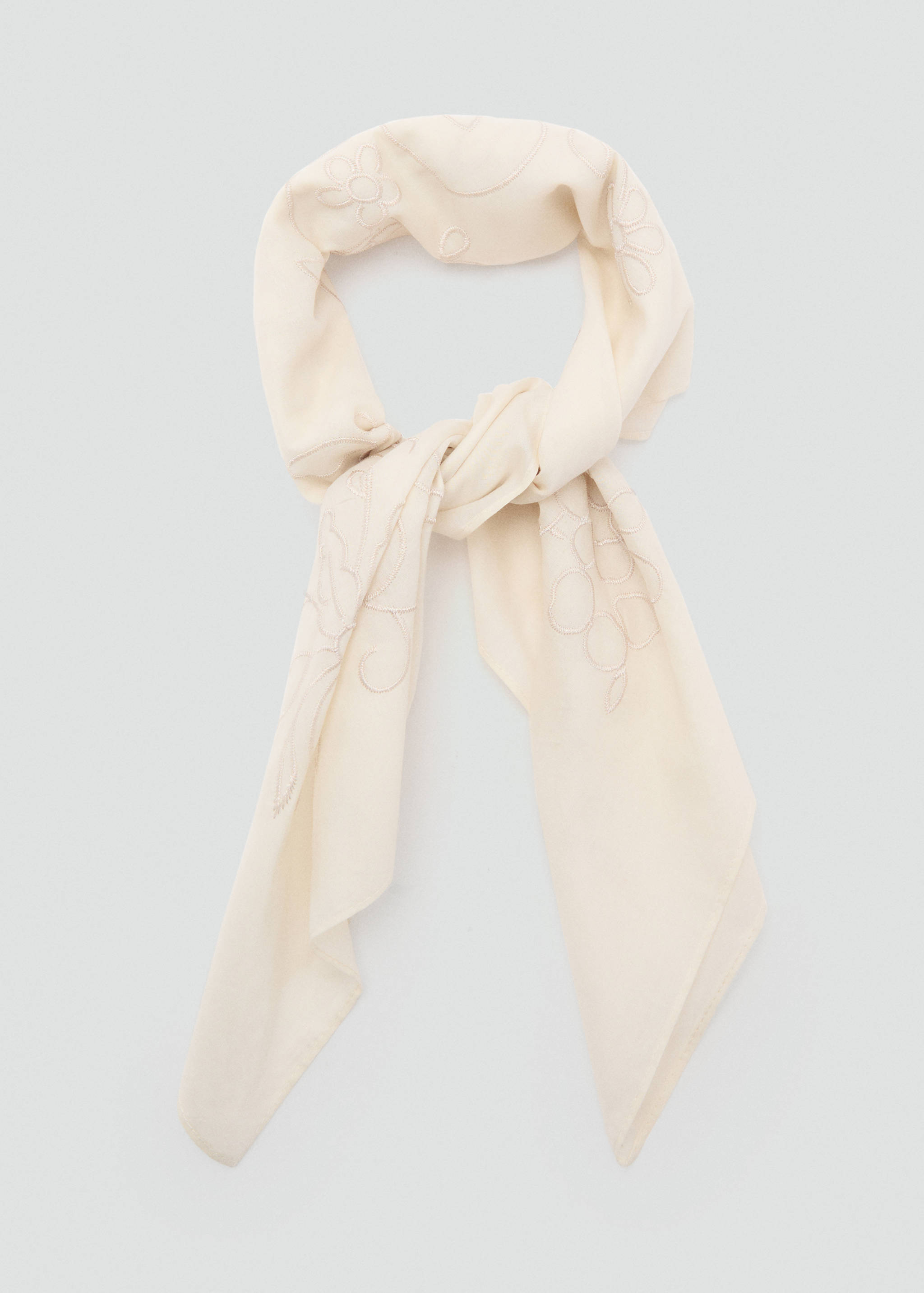 Floral-embroidered cotton handkerchief - Details of the article 1