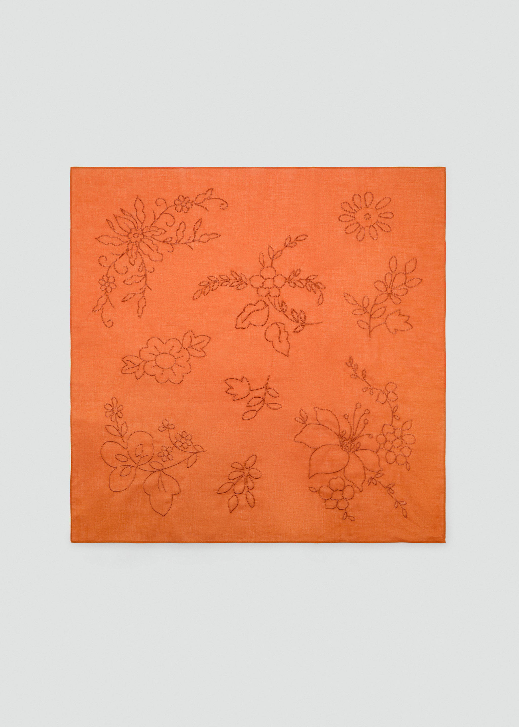 Floral-embroidered cotton handkerchief - Article without model