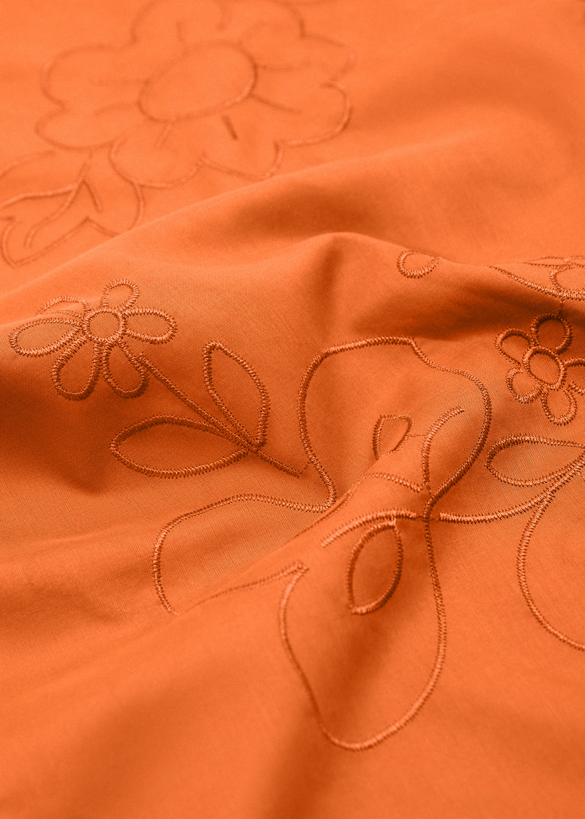 Floral-embroidered cotton handkerchief - Medium plane