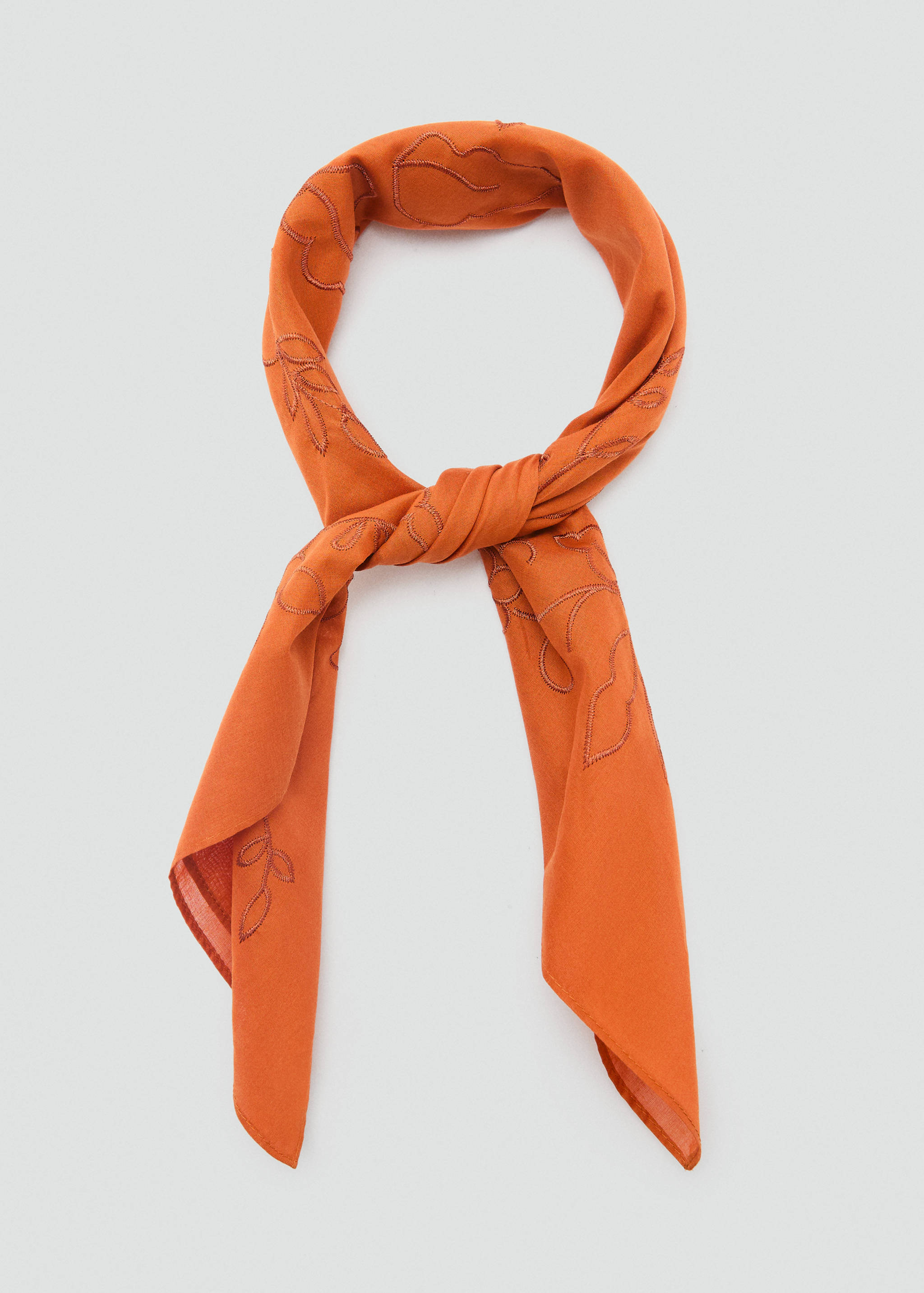 Floral-embroidered cotton handkerchief - Details of the article 1