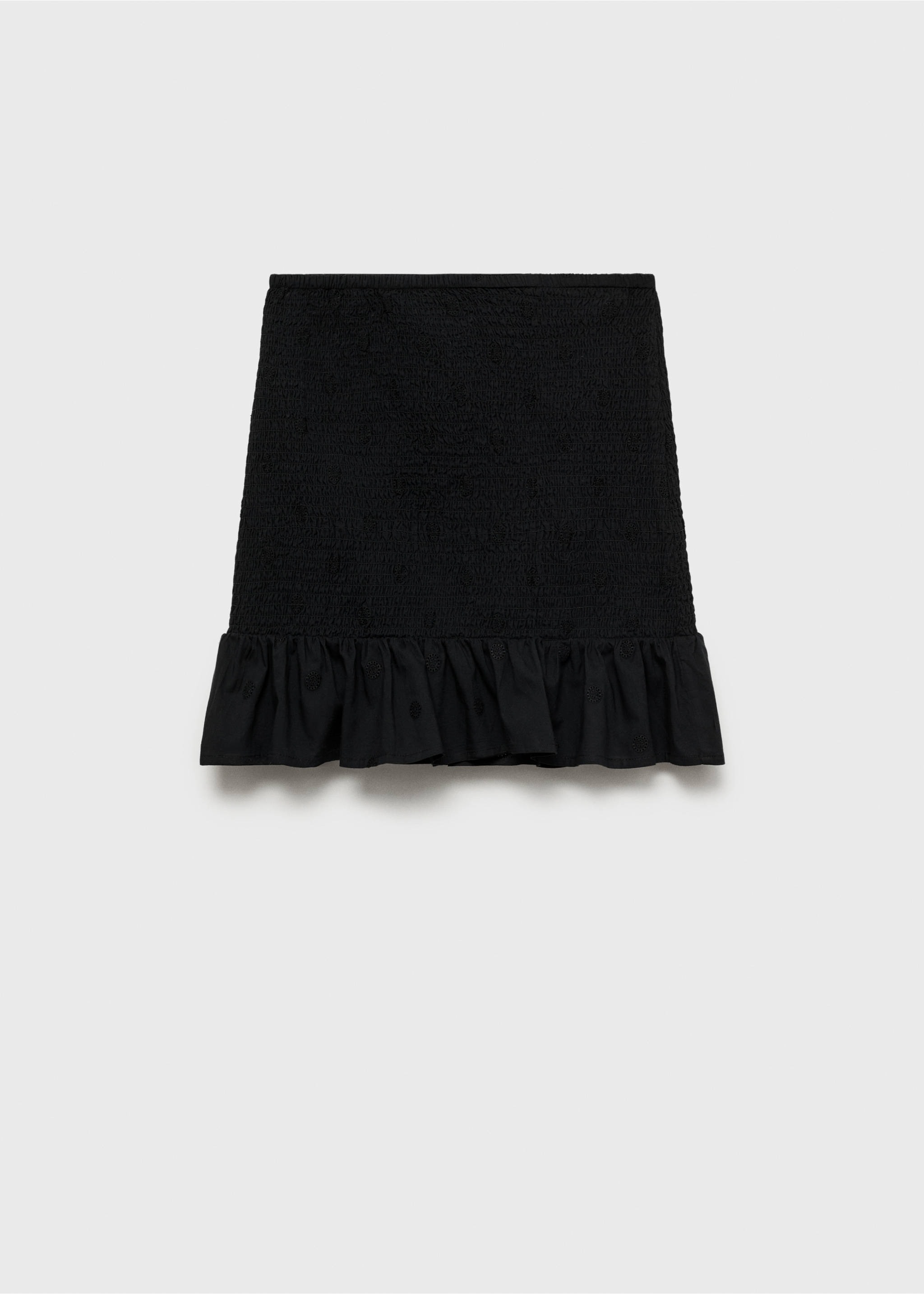 Ruffled gathered mini skirt - Article without model, Black. Ref: 87087692-00.