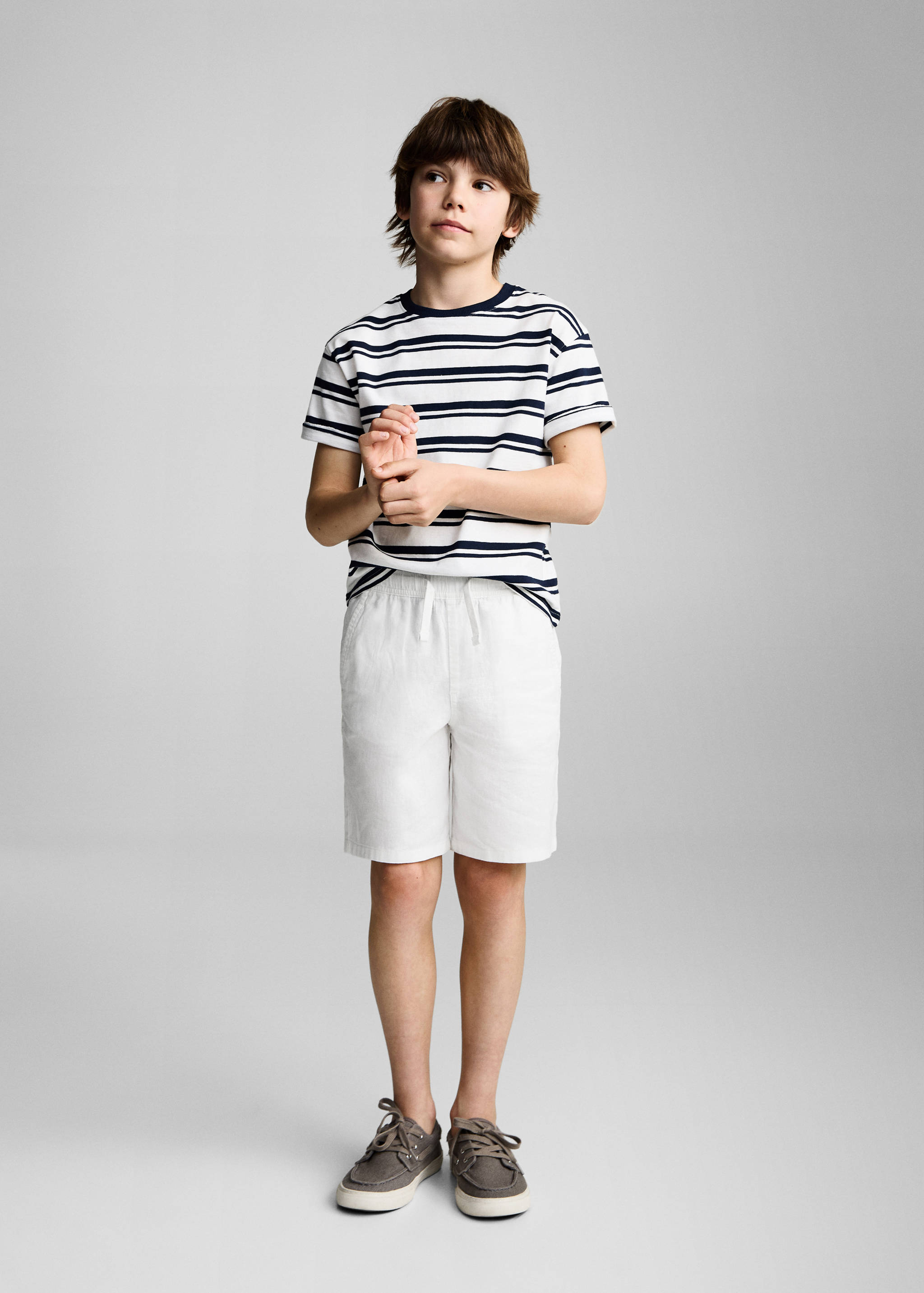 Leinen-Bermudashorts mit Gummibund - Allgemeine Ansicht