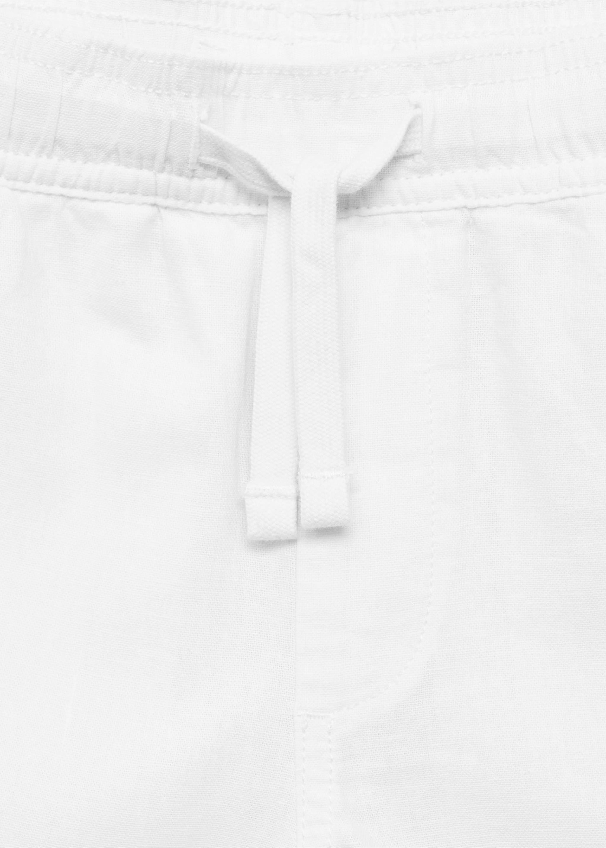 Calções de linho com cós elástico - Pormenor do artigo 8, Branco. Ref: 87087694-00.
