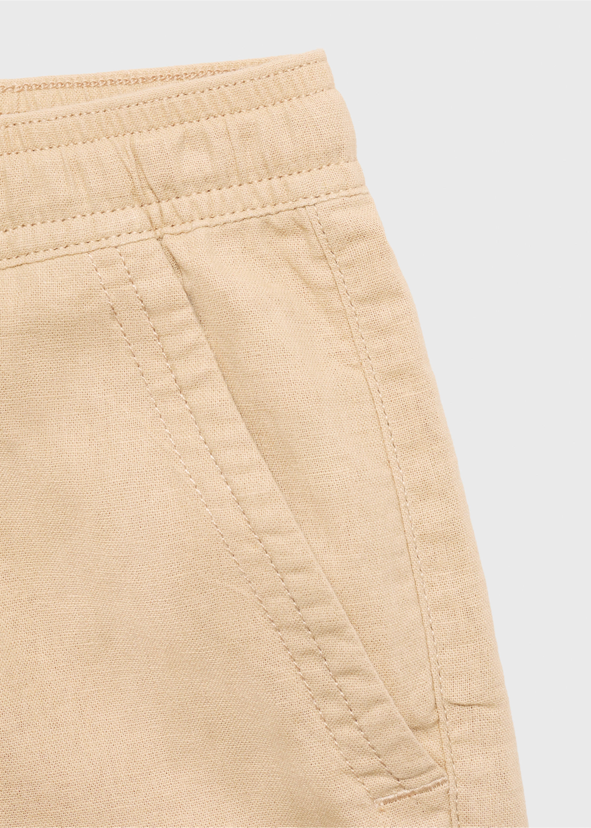 Elastic waist linen Bermuda shorts - Details of the article 0, Sand. Ref: 87087694-00.