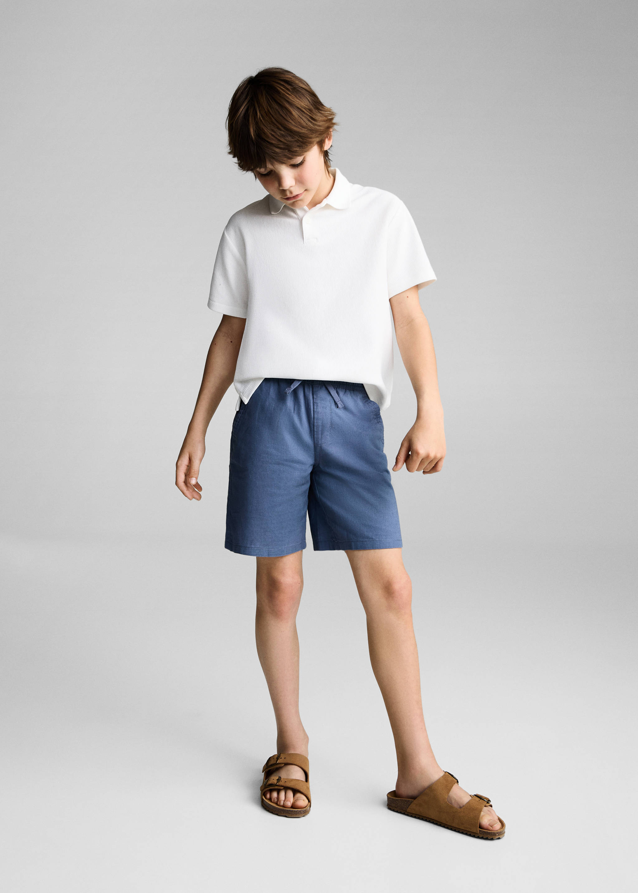 Leinen-Bermudashorts mit Gummibund - Allgemeine Ansicht