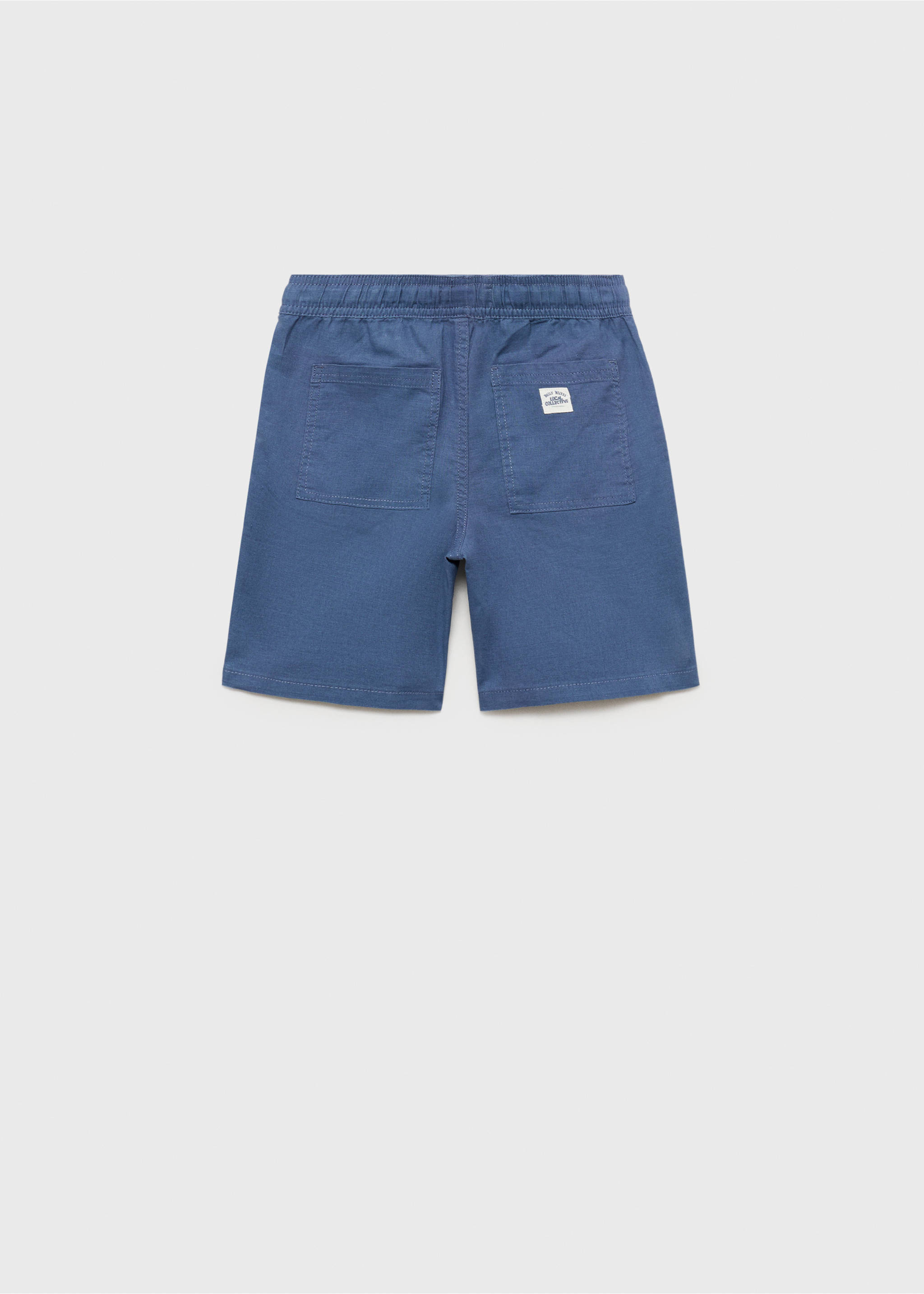 Leinen-Bermudashorts mit Gummibund - Rückseite des Artikels, Blau. Ref: 87087694-00.