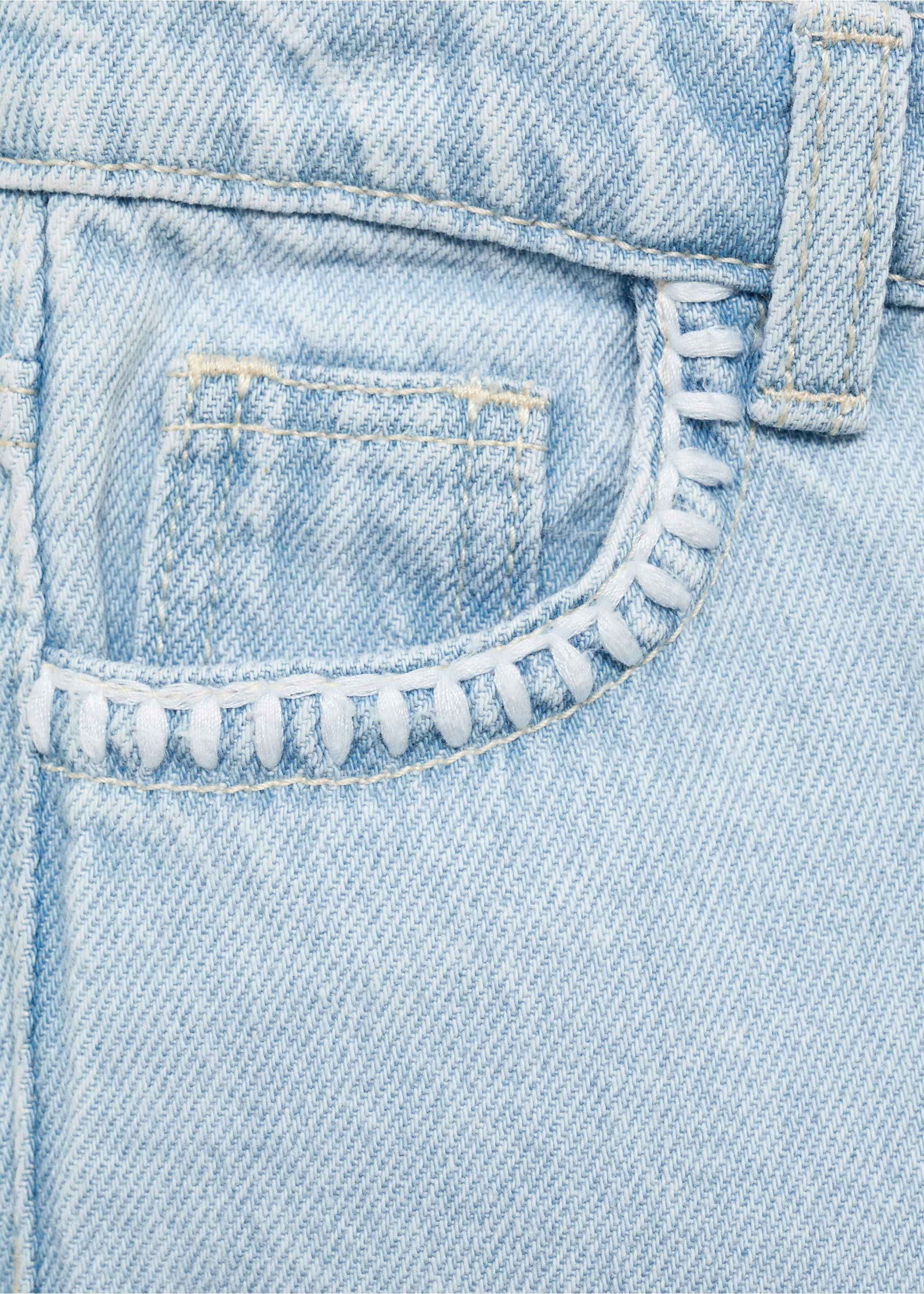 Bestickte Culotte-Jeans - Detail des Artikels 0, Hellblau. Ref: 87087699-00.