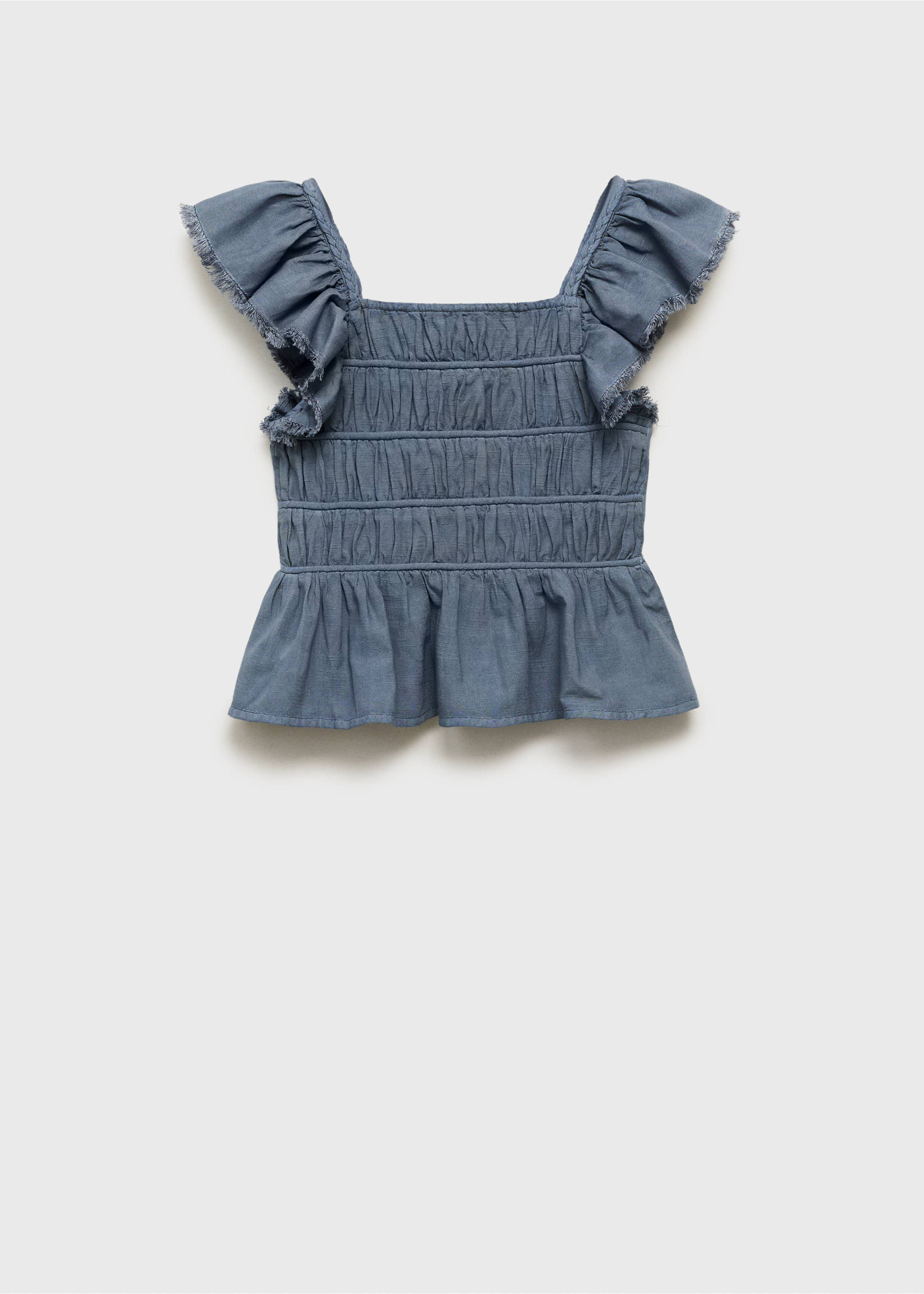 Ruched blouse with ruffles - Article without model, Blue. Ref: 87087700-00.