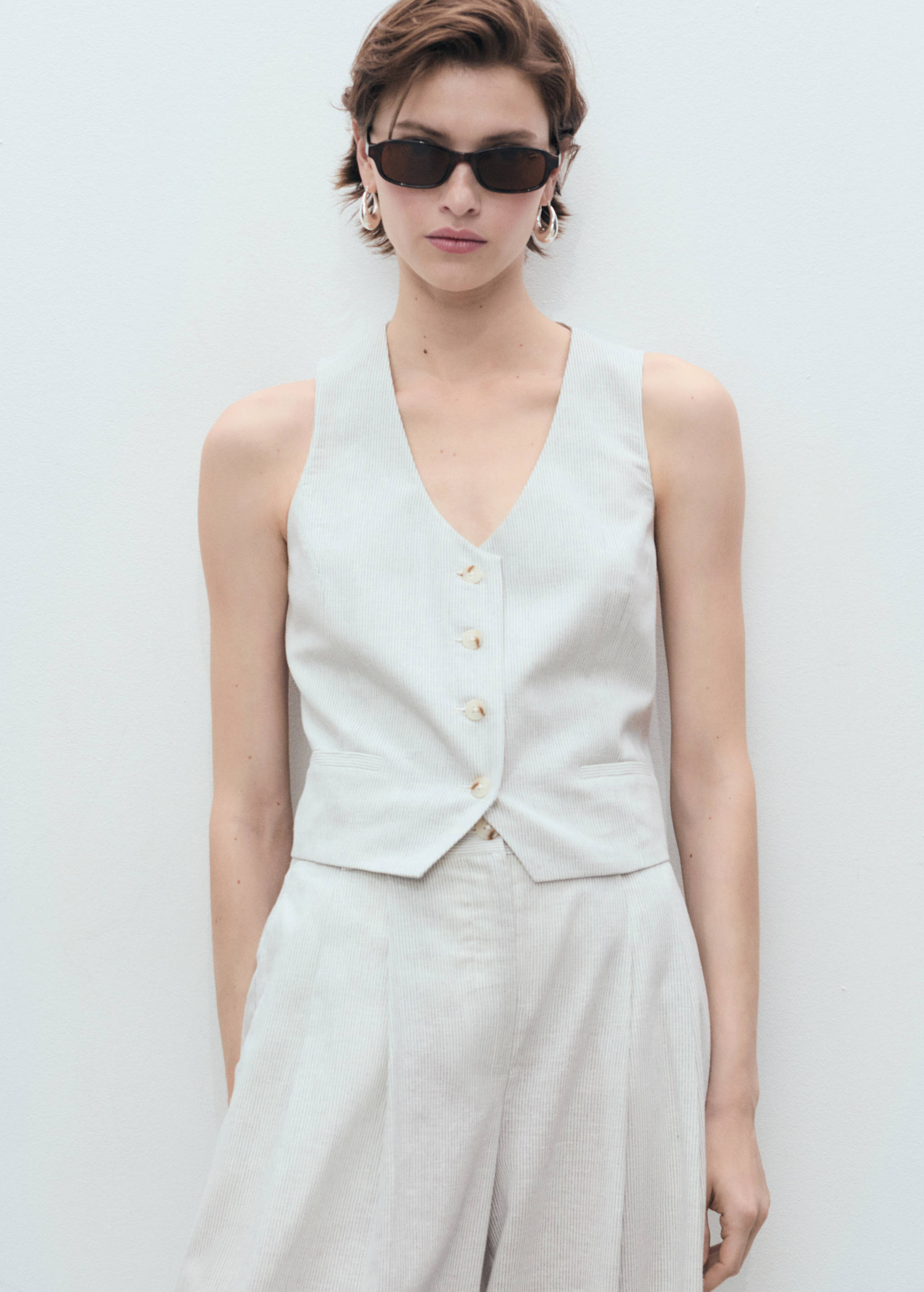 Gilet de costume lin mélangé - Plan moyen