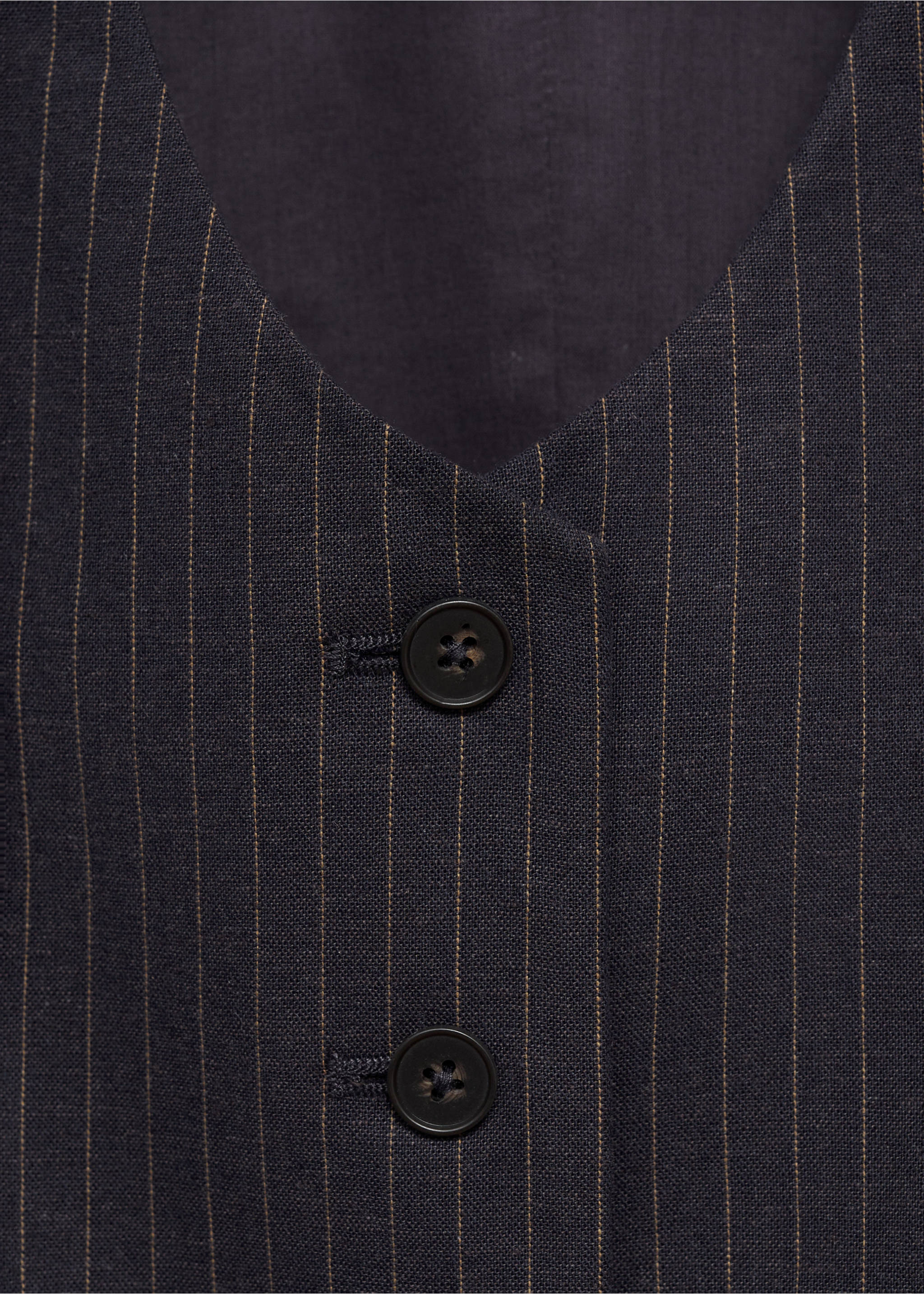 Linen-blend suit vest - Details of the article 8, Navy. Ref: 87087704-00.