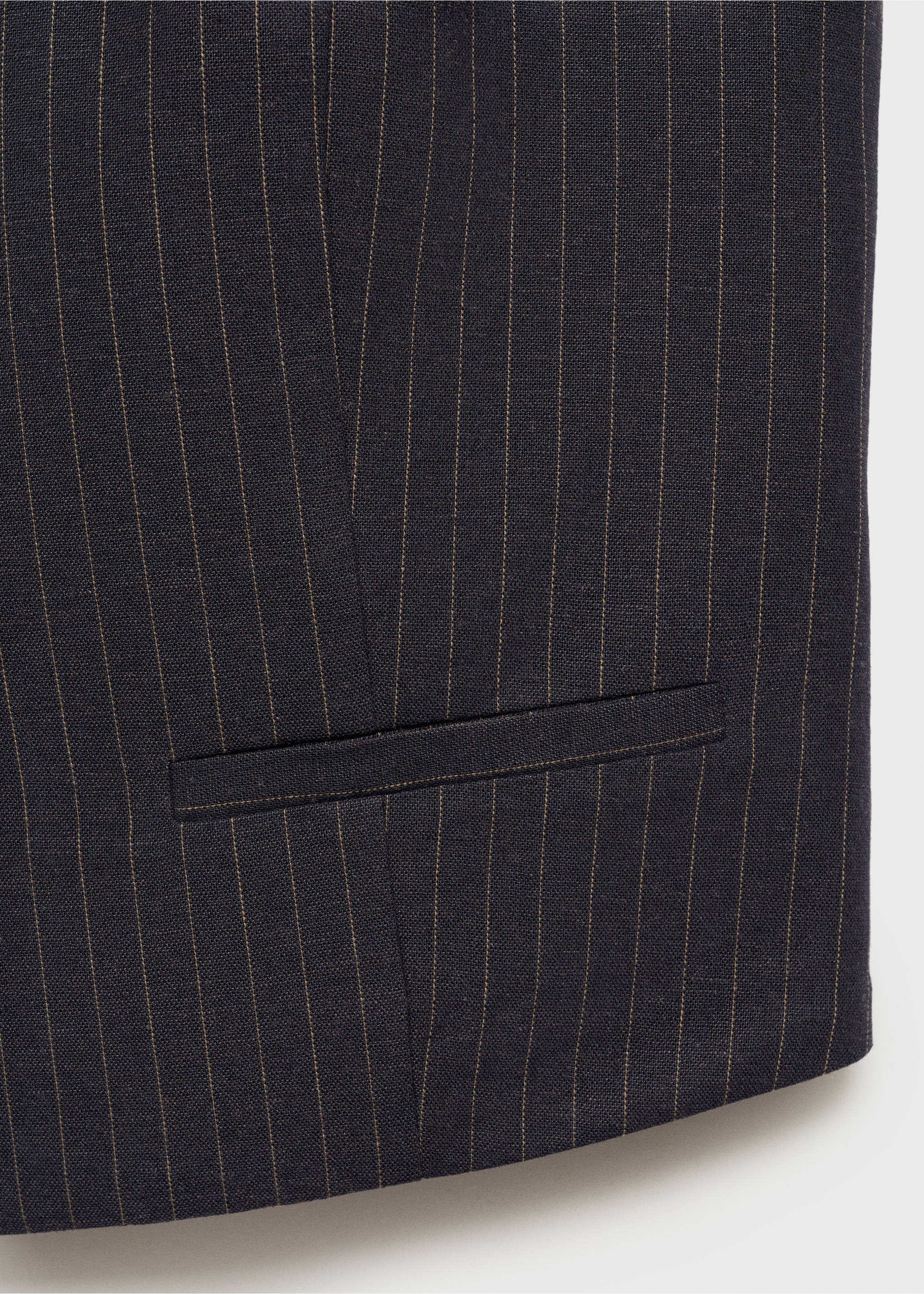 Linen-blend suit vest - Details of the article 0, Navy. Ref: 87087704-00.