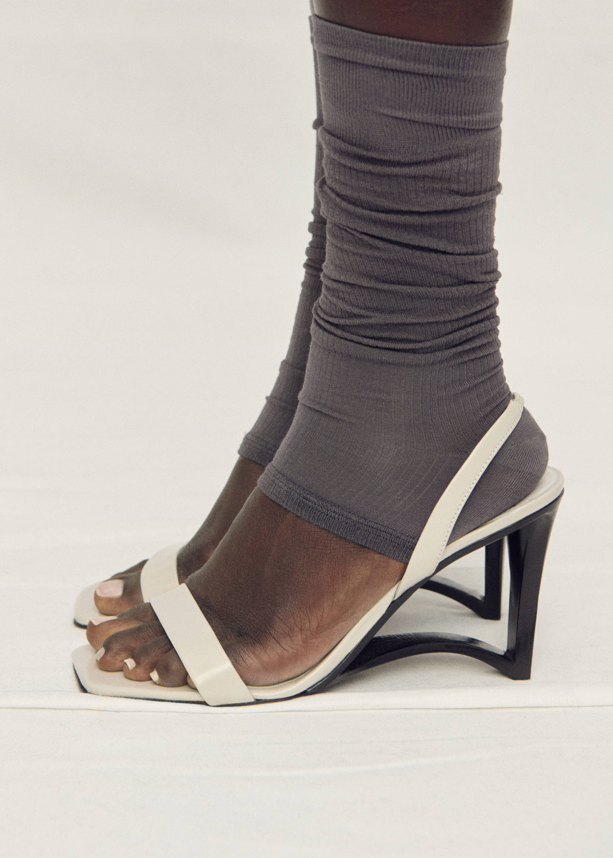 Leather wedge-heel sandals - General plane