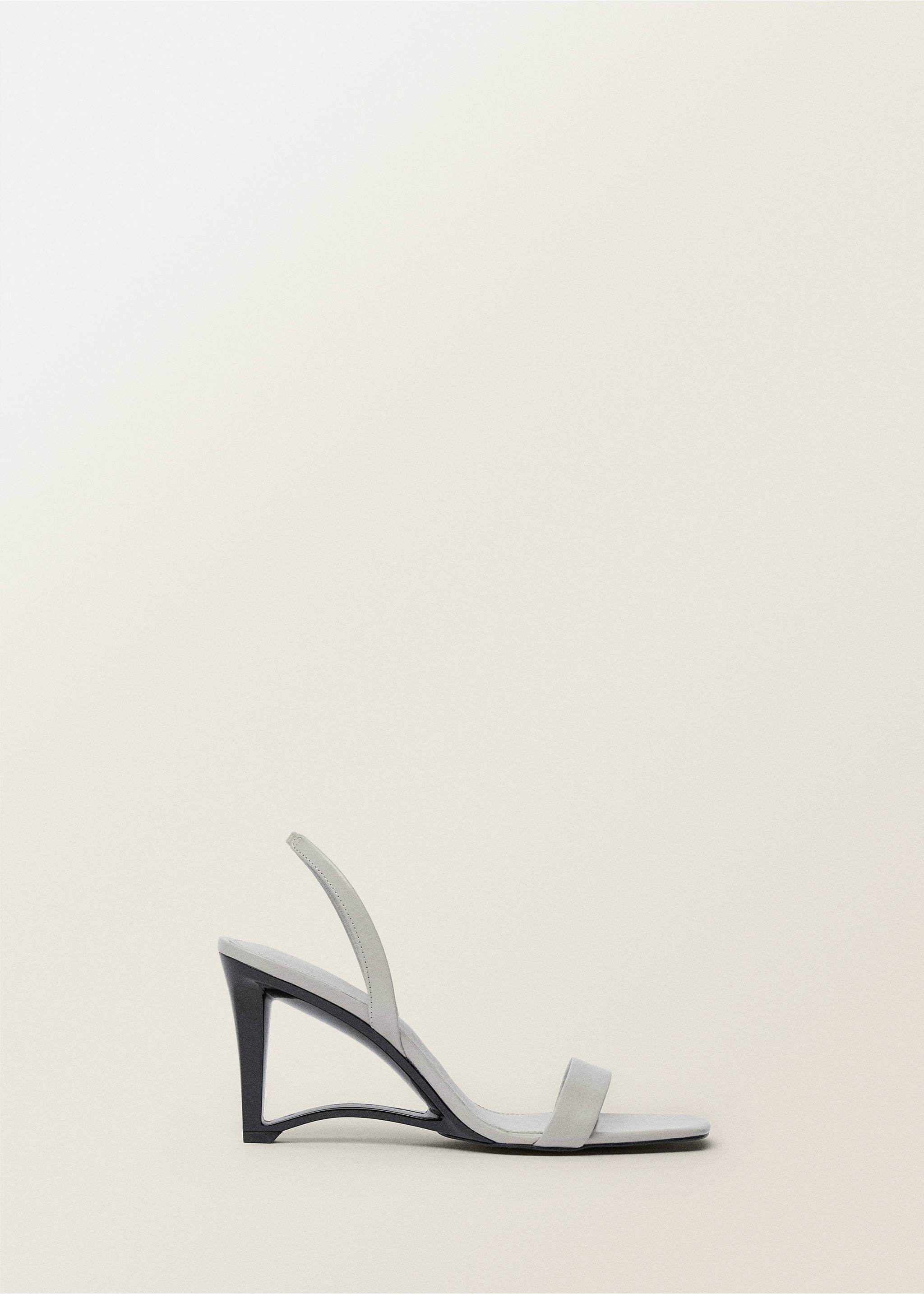 Leather wedge-heel sandals - Article without model, Ice Grey. Ref: 87087711-00.