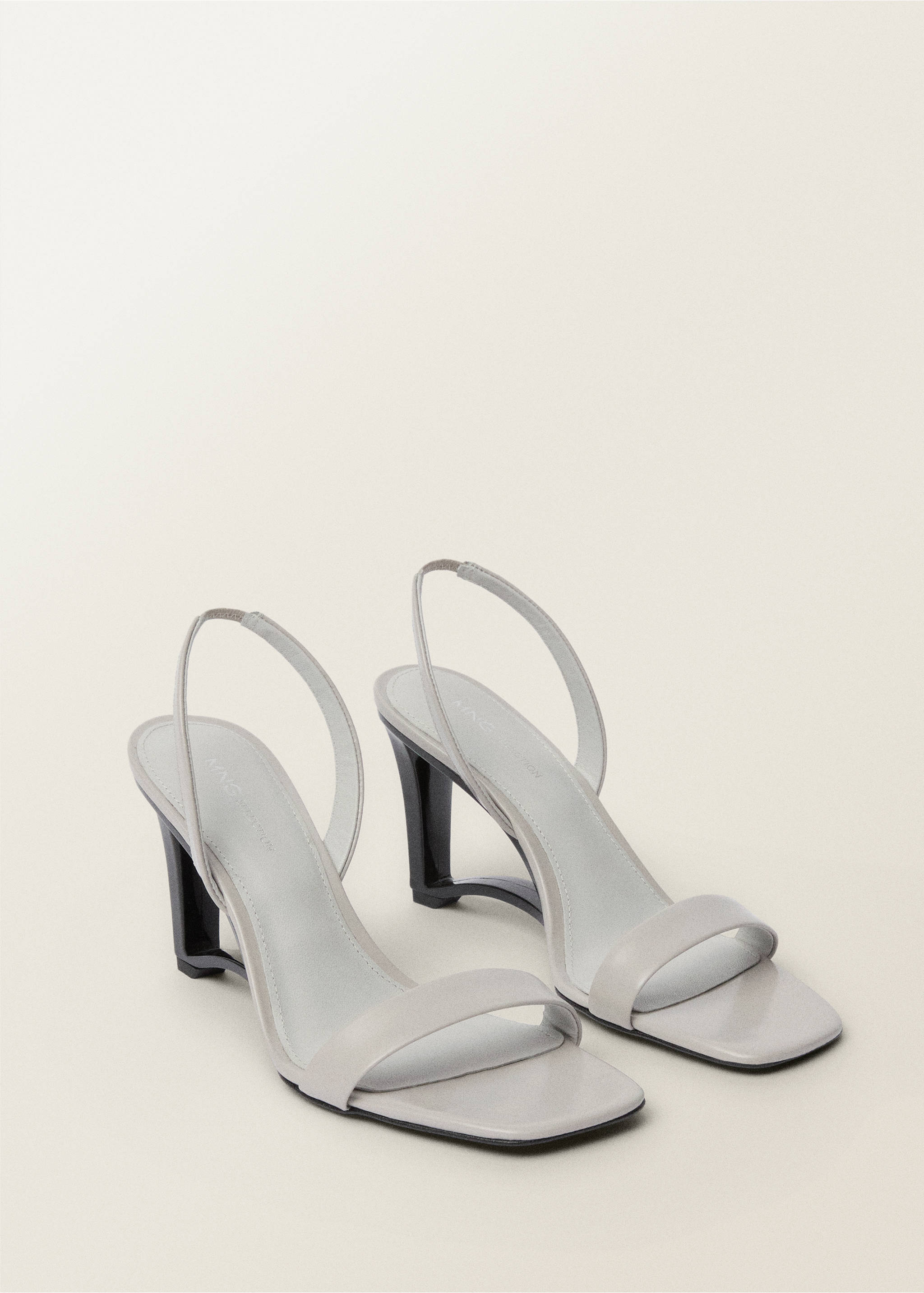 Leather wedge-heel sandals - Medium plane, Ice Grey. Ref: 87087711-00.