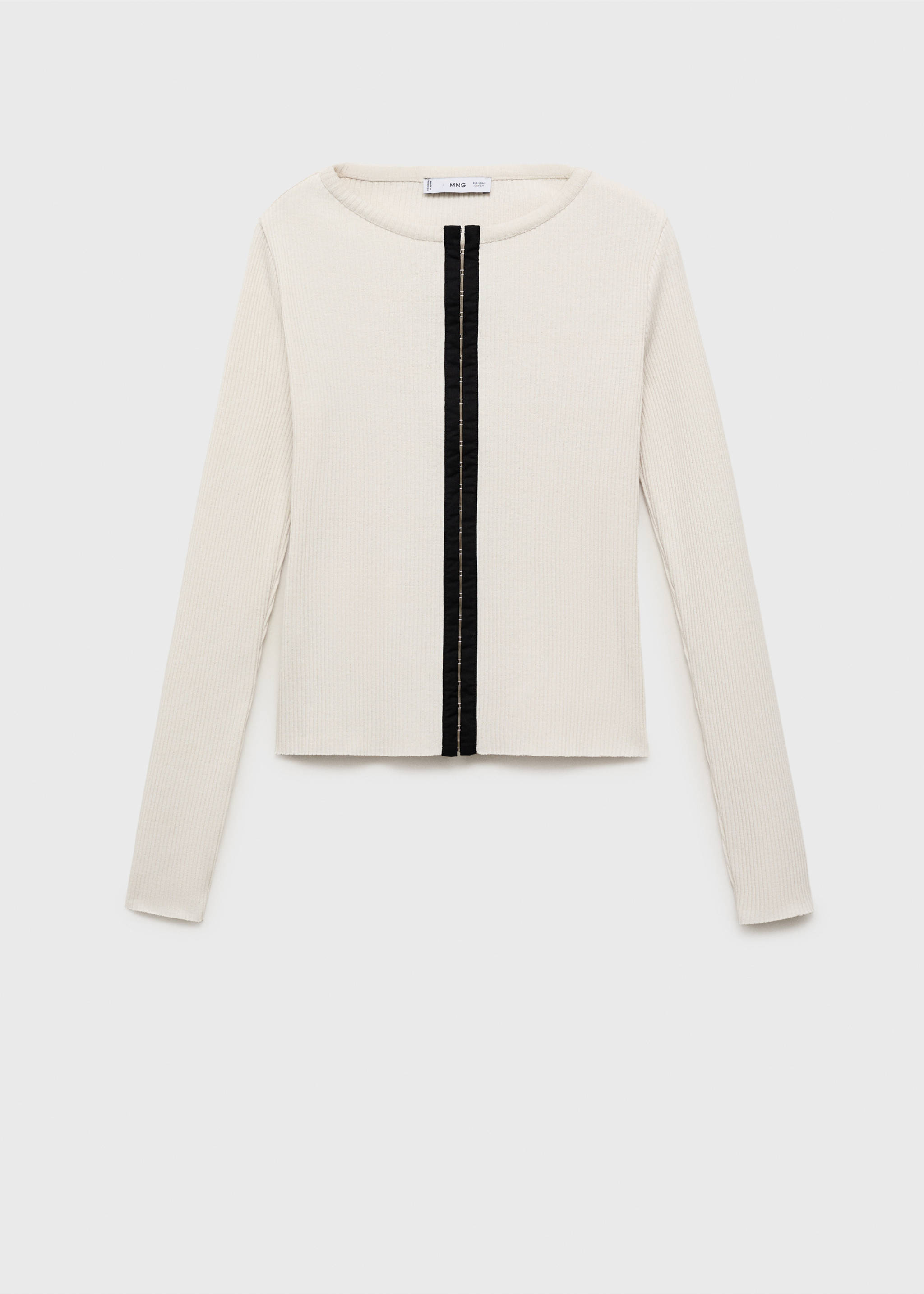 Cotton cardigan with contrasting closure - Article without model, Ecru. Ref: 87087712-00.