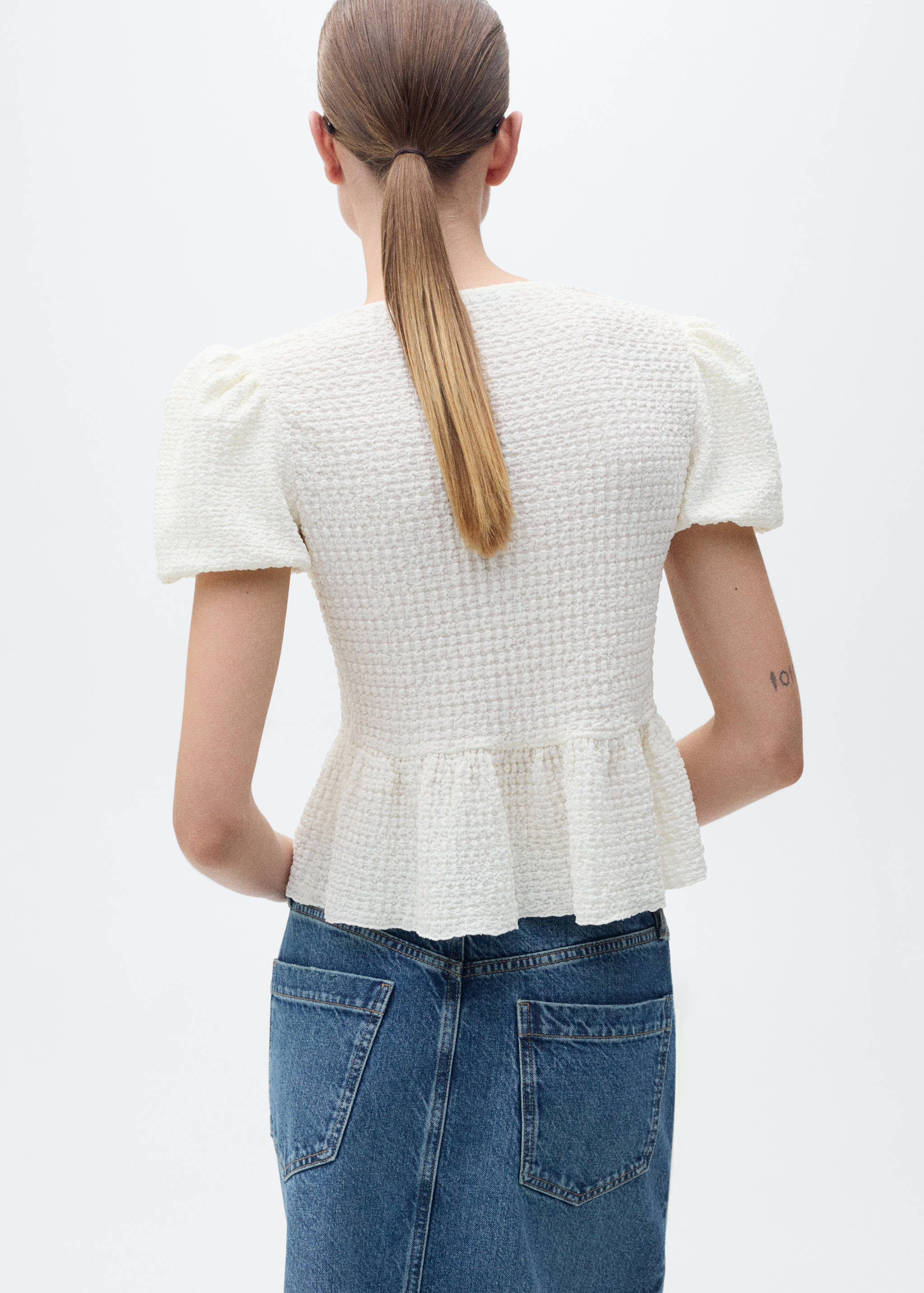 Blouse texturée fermeture nœuds - Verso de l’article